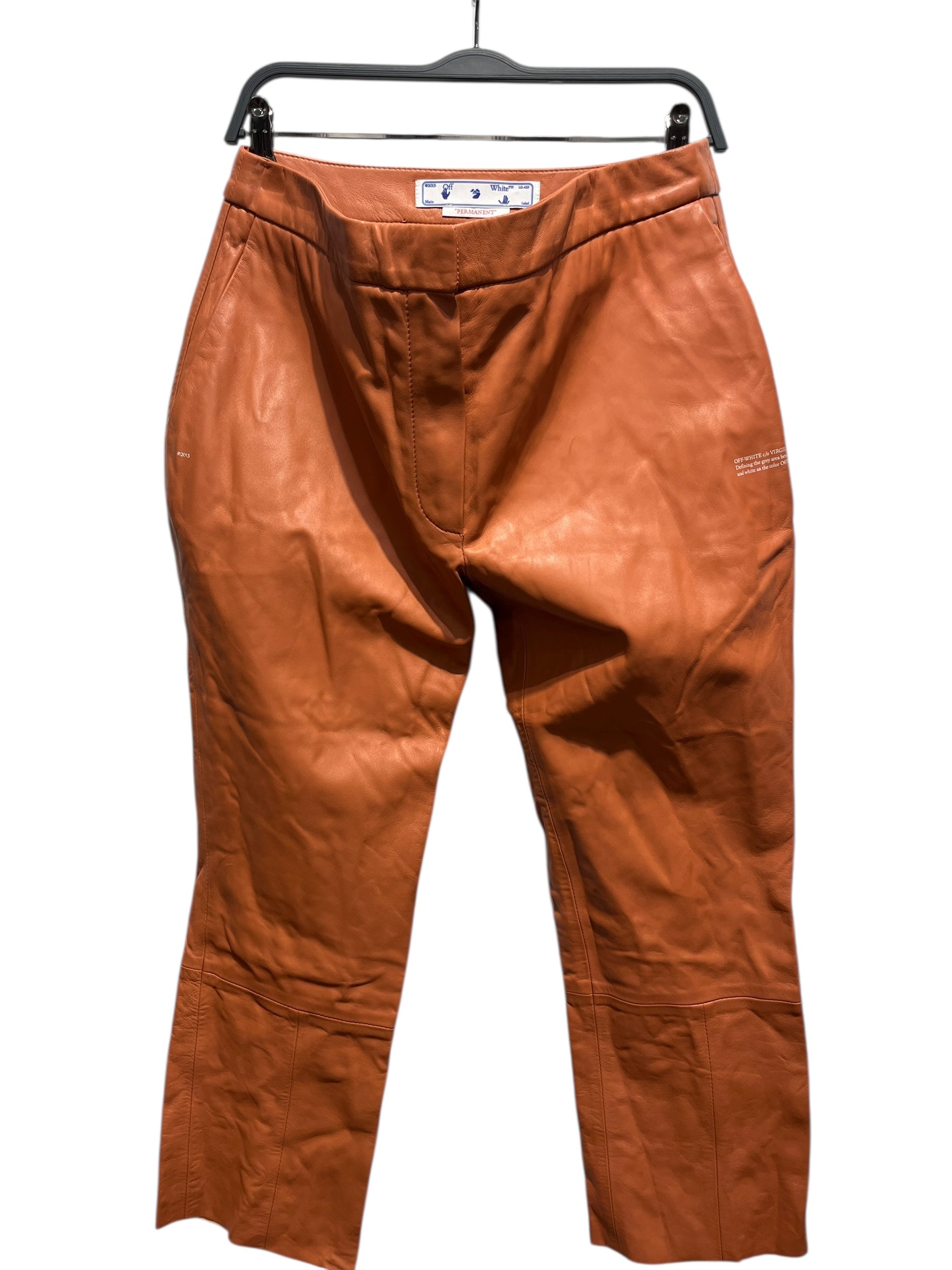 OFF-WHITE/Straight Pants/46/Leather/ORN/CUTOFF VIRGIL LOGO LEFT LEG view 1