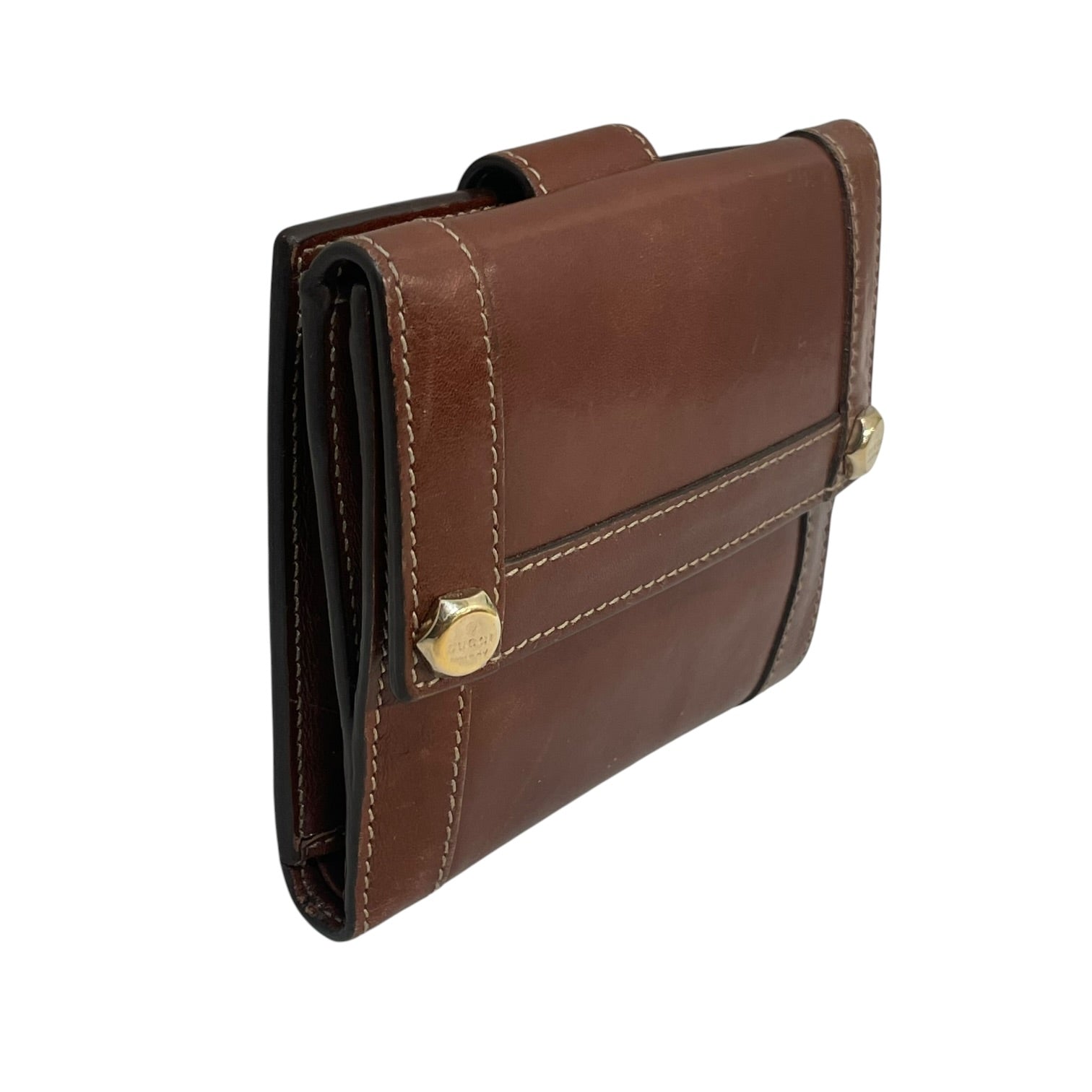 GUCCI/Bifold Wallet/Leather/BRW/SMALL WALLET GOLD DETAIL view 4