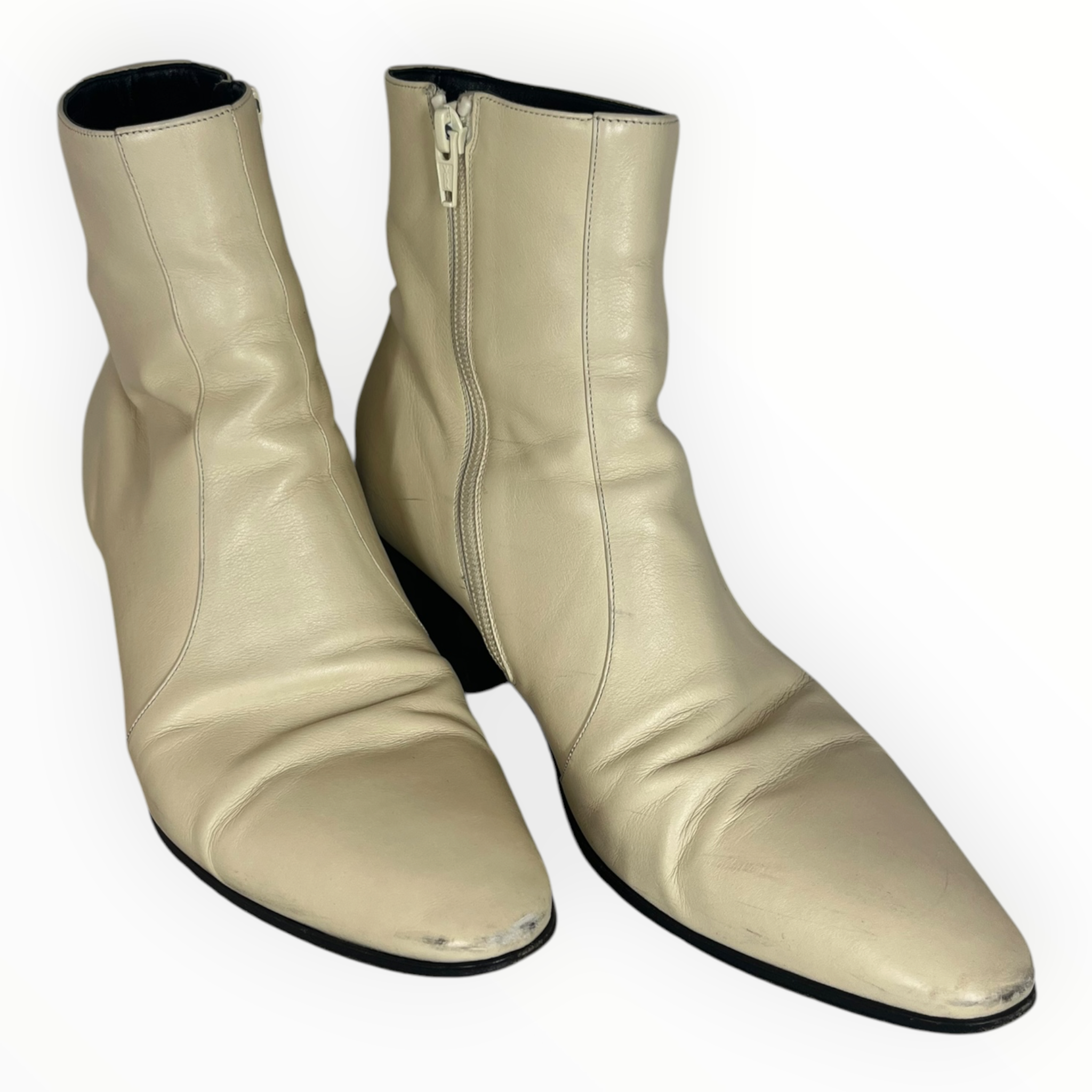 YVES SAINT LAURENT/Boots/EU 42/Leather/WHT/VASSILI BOOTS view 1
