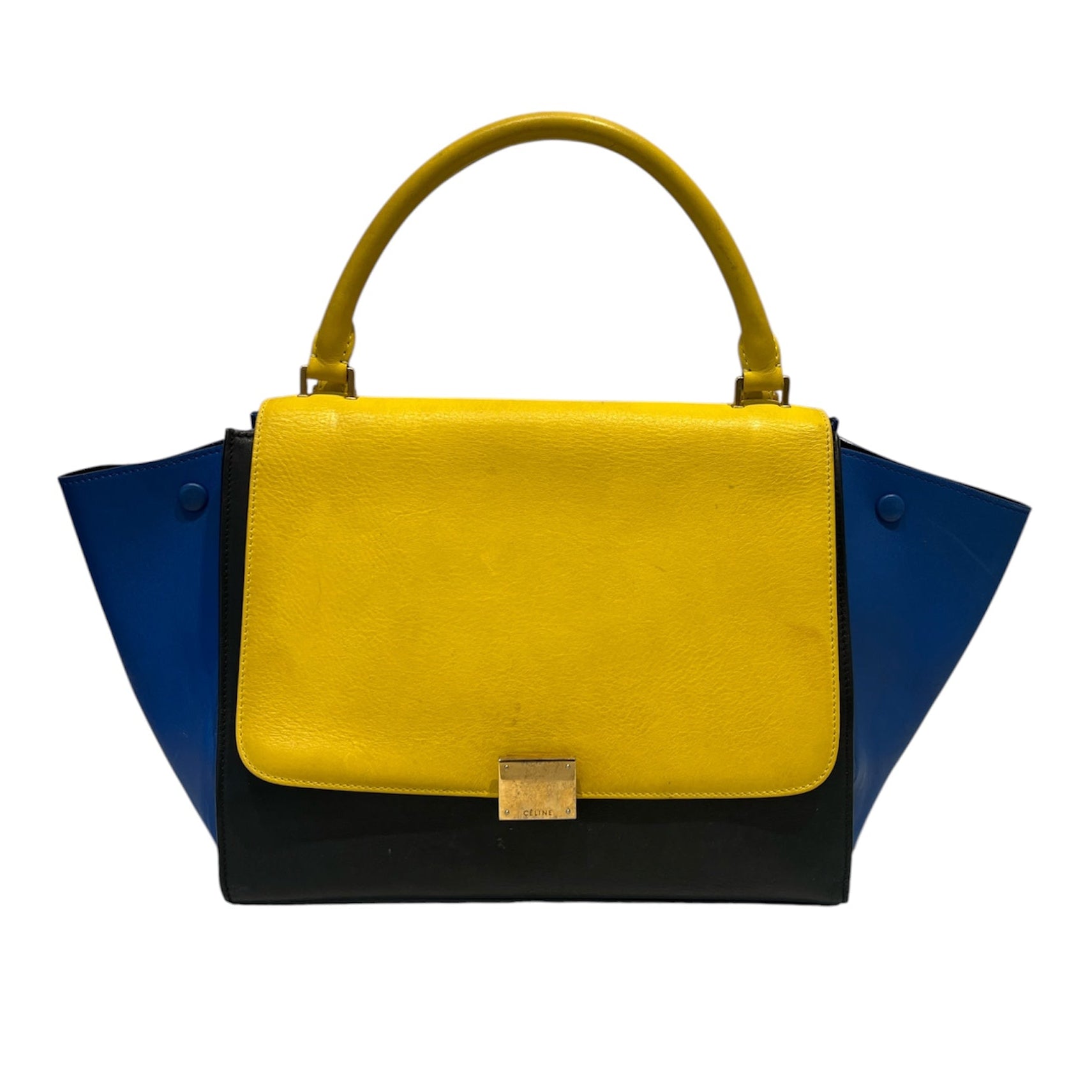 CELINE/Bag/Leather/BLU/TRAPEZE YELLOW BLACK view 1