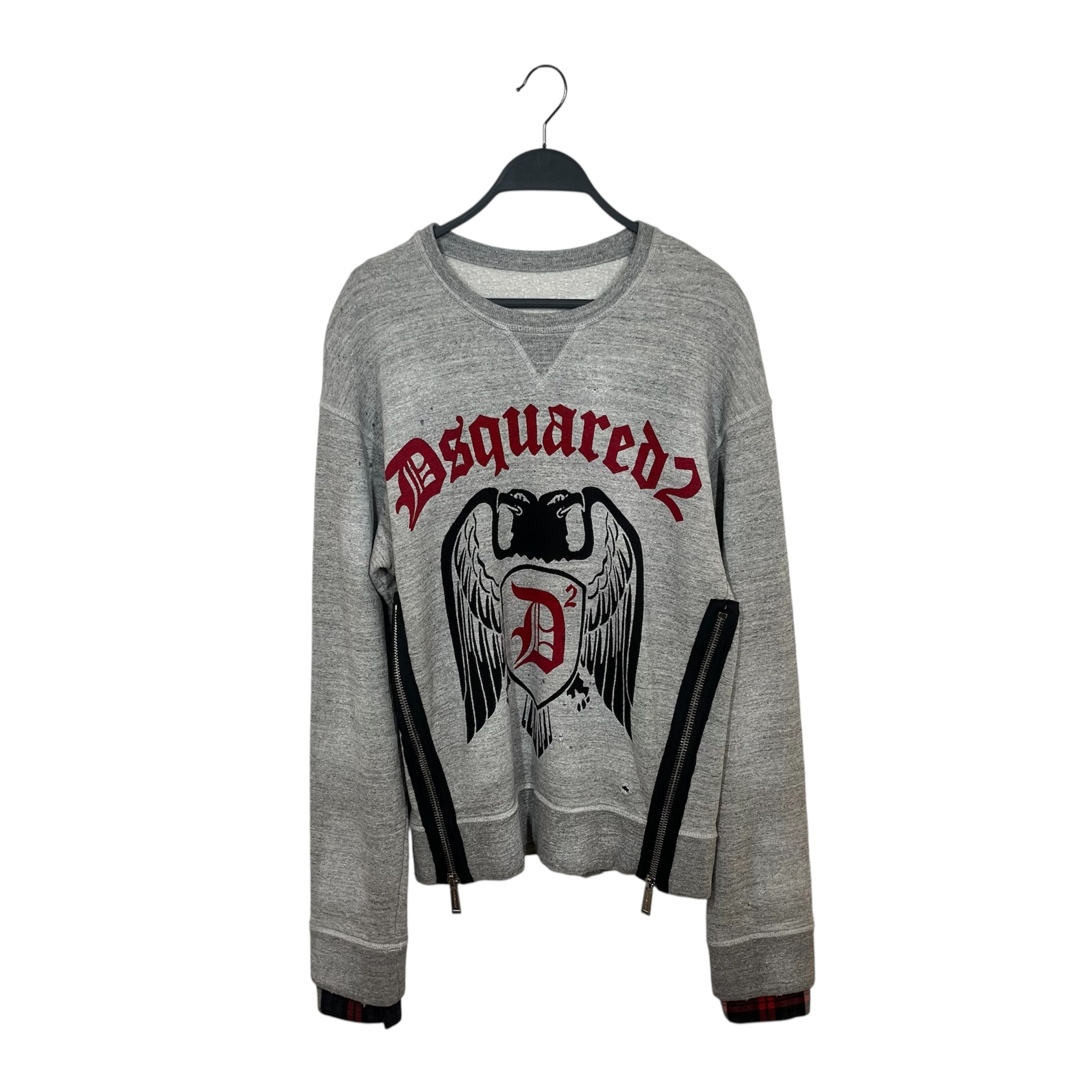 DSQUARED2/Sweatshirt/M/Cotton/GRY/EAGLE GRAPHIC AND ZIP SIDES view 1