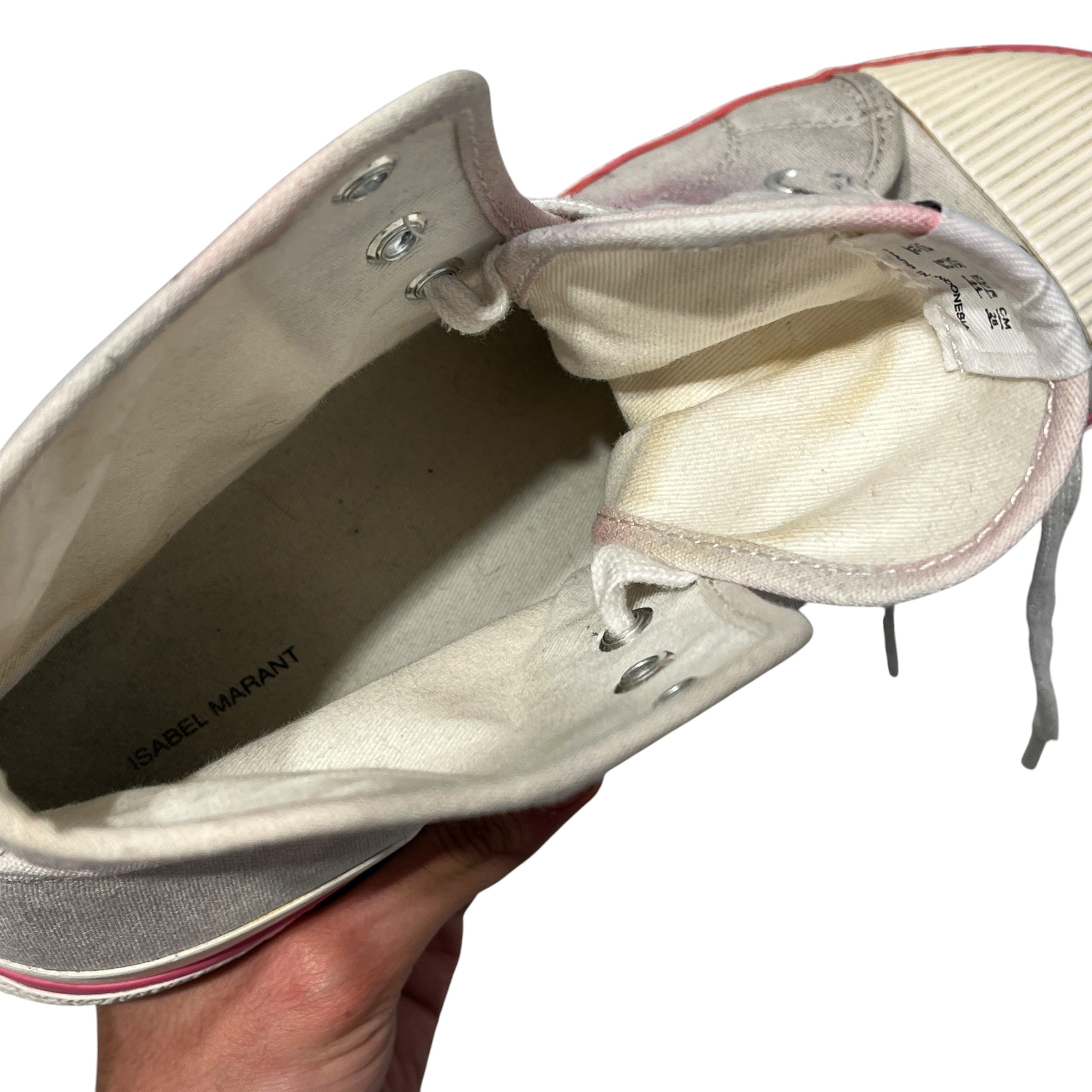 ISABEL MARANT/Hi-Sneakers/US 10/Graphic/Cotton/CRM/pink outline green logo view 13