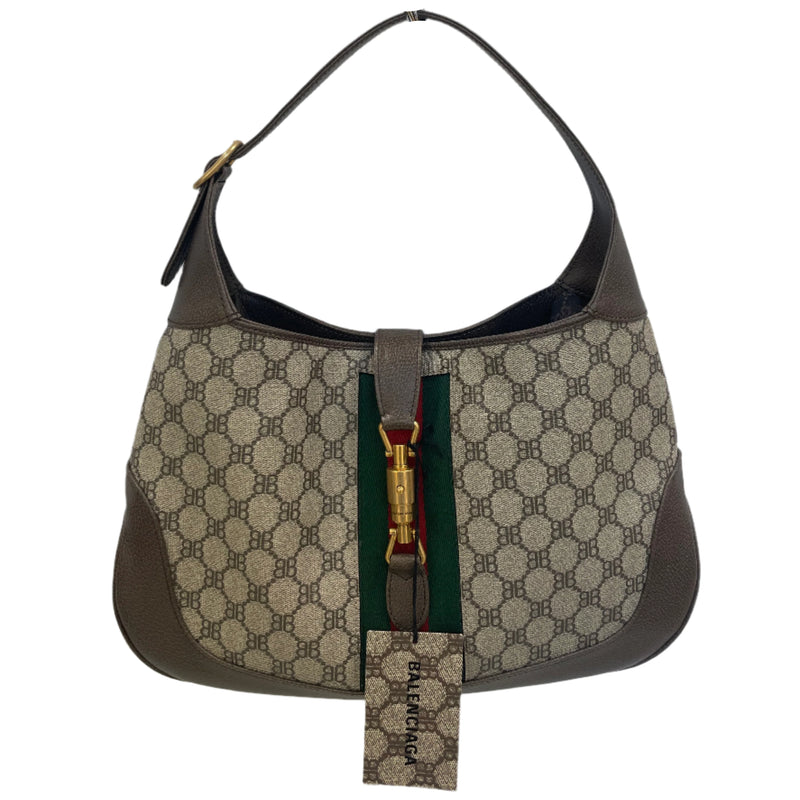 GUCCI/BALENCIAGA/Hand Bag/FREE/Monogram/Leather/CRM/JACKIE HOBO LARGE