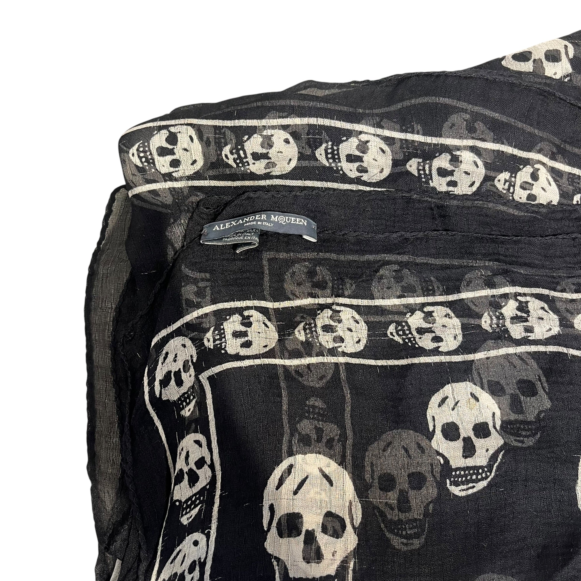 Alexander McQueen/Scarf/Monogram/Silk/BLK/L's/skull logo aop view 2