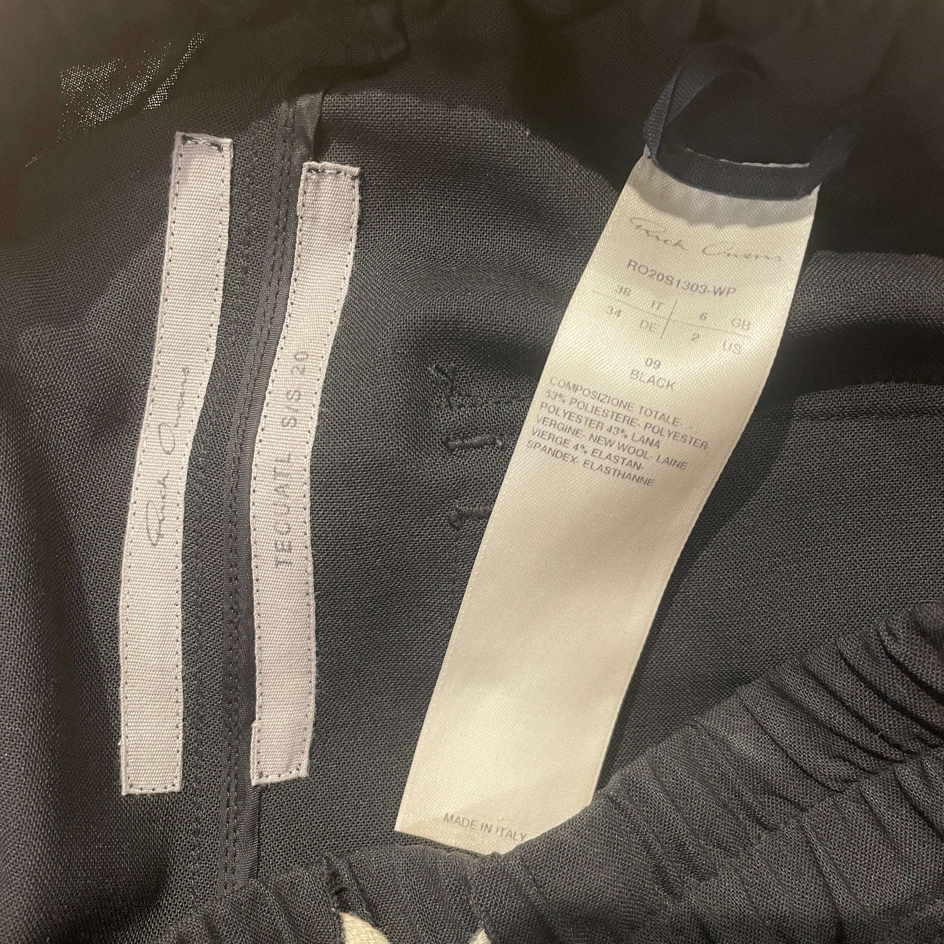 Rick Owens/Cropped Pants/2/Polyester/BLK/SS20 TECUATL CROPPED DRAWSTRIN view 3