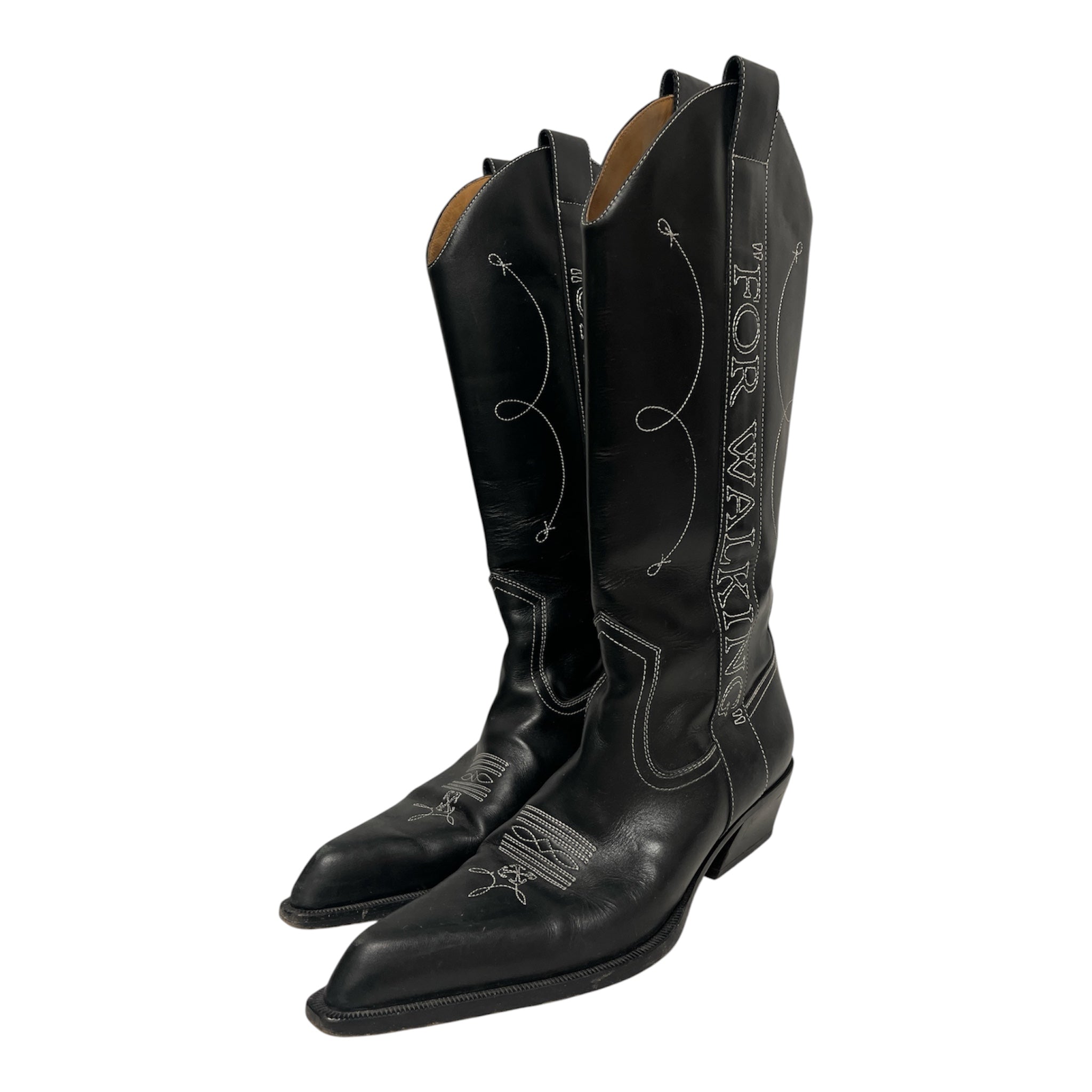 OFF-WHITE/Cowboy Boots/EU 41/Leather/BLK/WHITE STITCH TALL COWBOY BOOT view 1