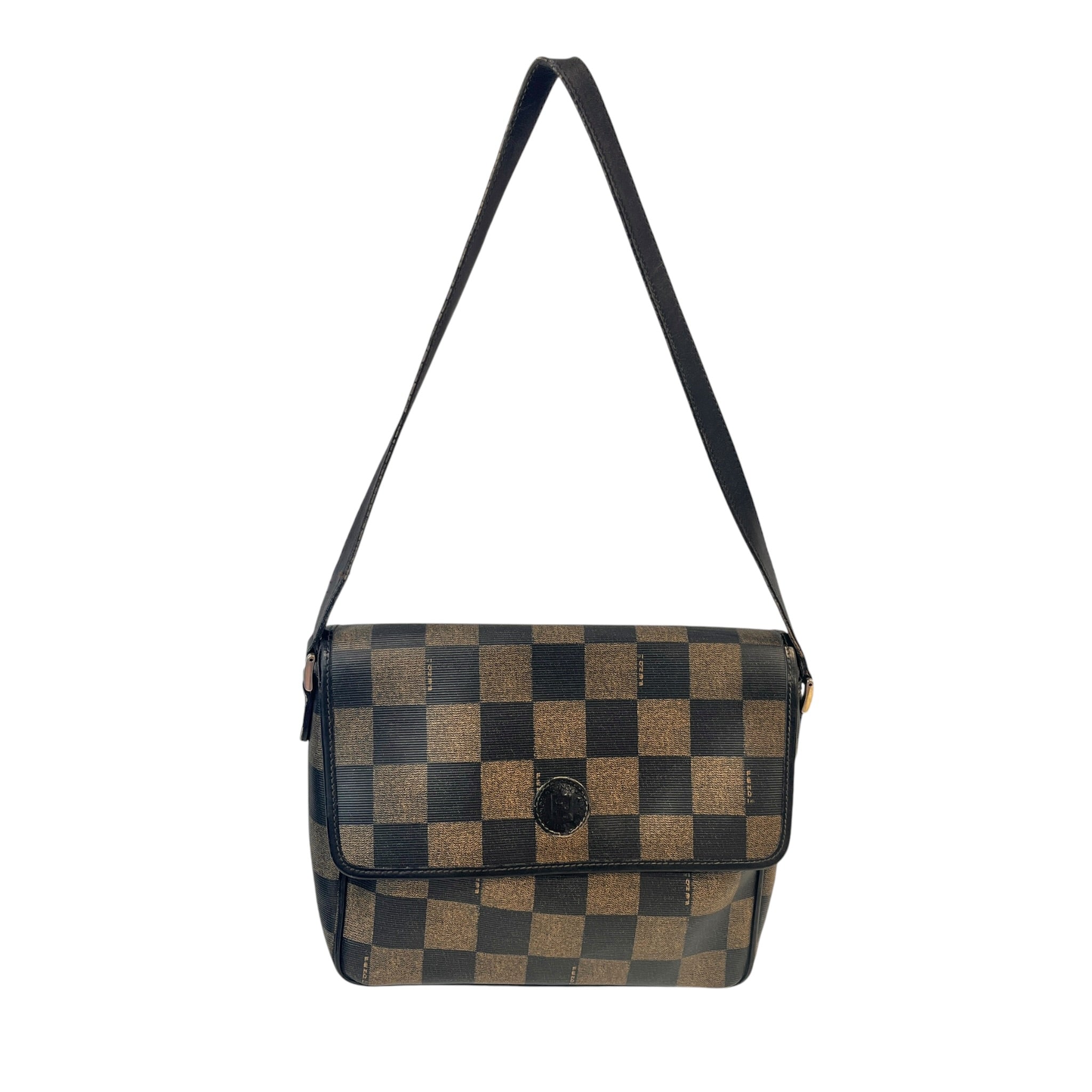 FENDI/Hand Bag/Plaid/Leather/BRW/Vintage Checker Shoulder Bag view 1