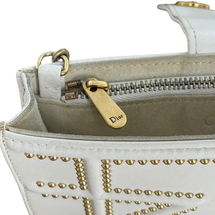 Christian Dior/Cross Body Bag/Leather/WHT/GOLD STUD HARDWARE view 10