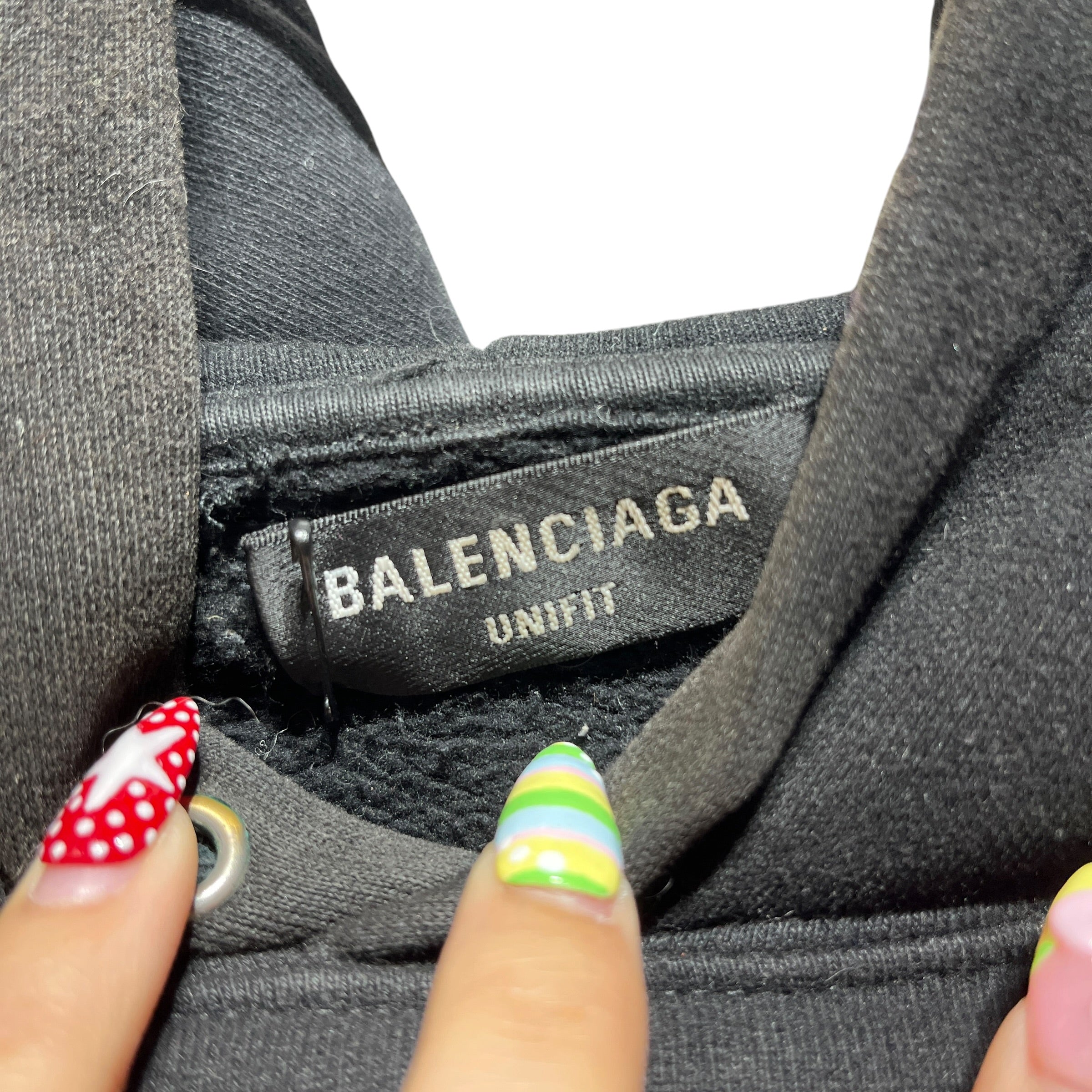 BALENCIAGA/Hoodie/XL/Cotton/BLK/Painted Pullover Hoodie view 3