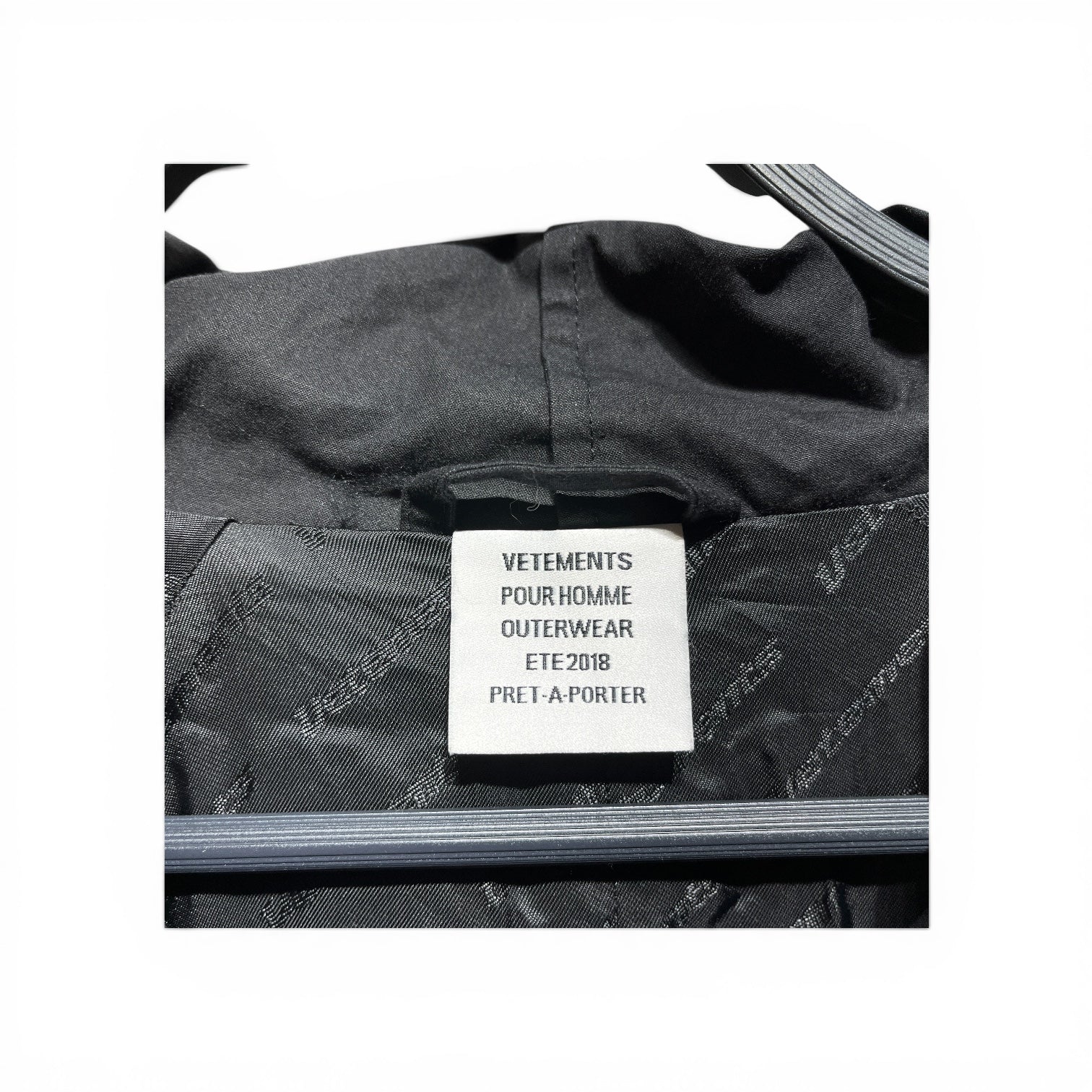 VETEMENTS/Trench Coat/S/Cotton/BLK/PLASTIC BAG TRENCH view 3