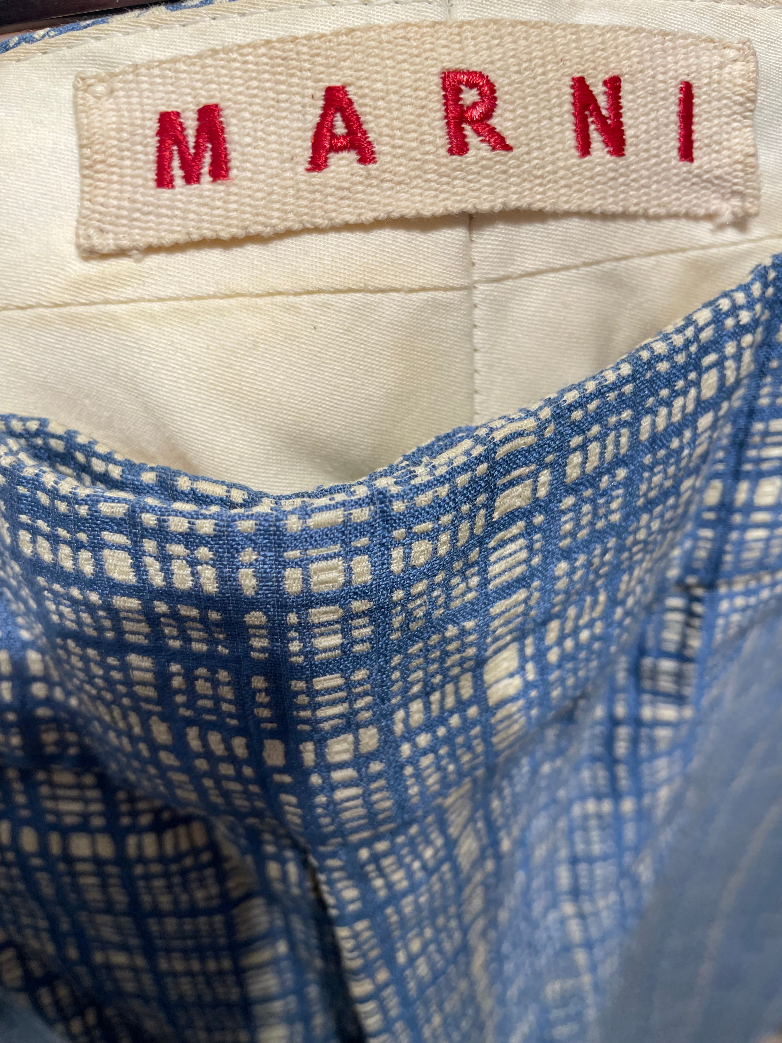 MARNI/Straight Pants/42/Plaid/Cotton/MLT/Checkered Dress Pants BLU/WHT view 3