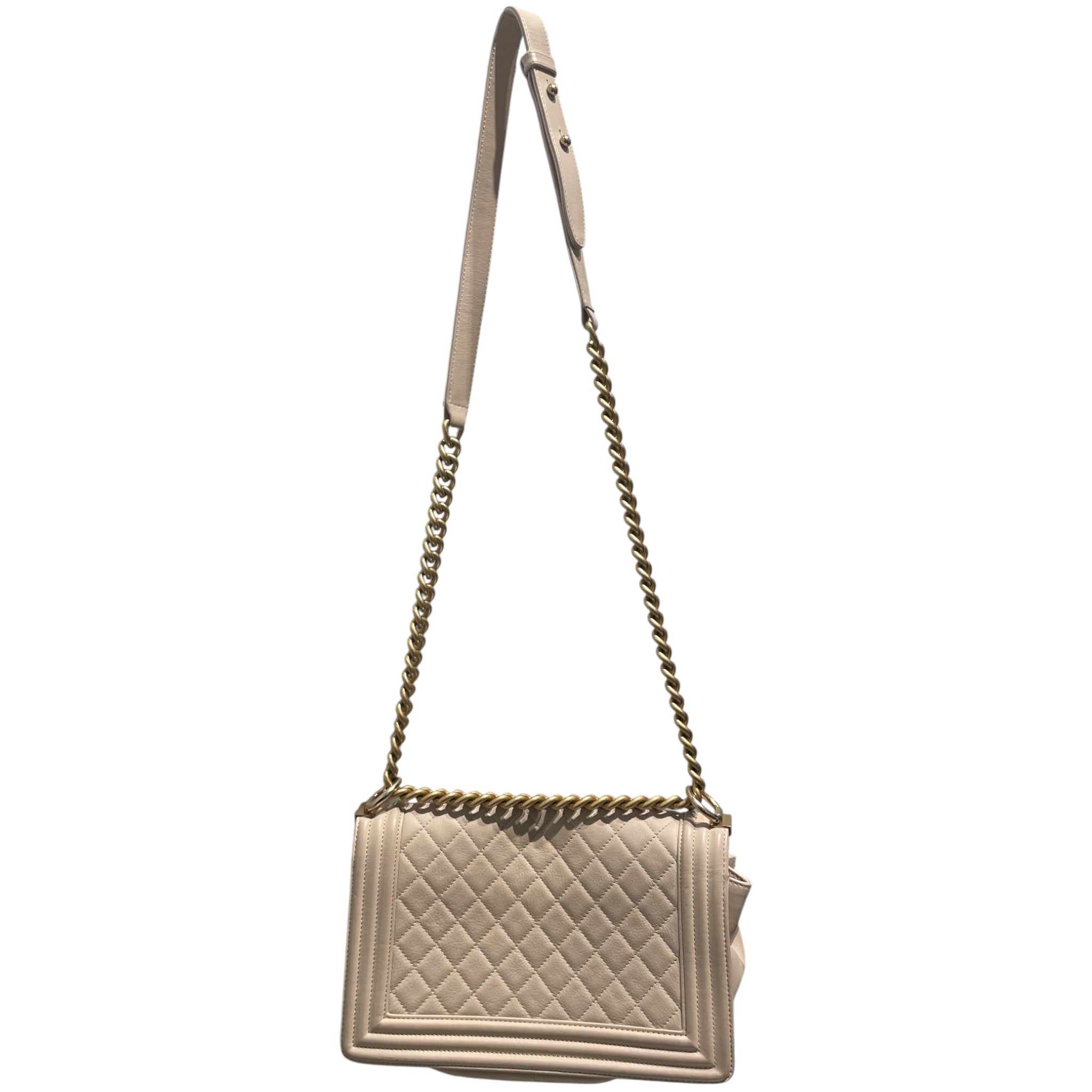 CHANEL/Cross Body Bag/Leather/CRM/Medium Boy Bag view 2