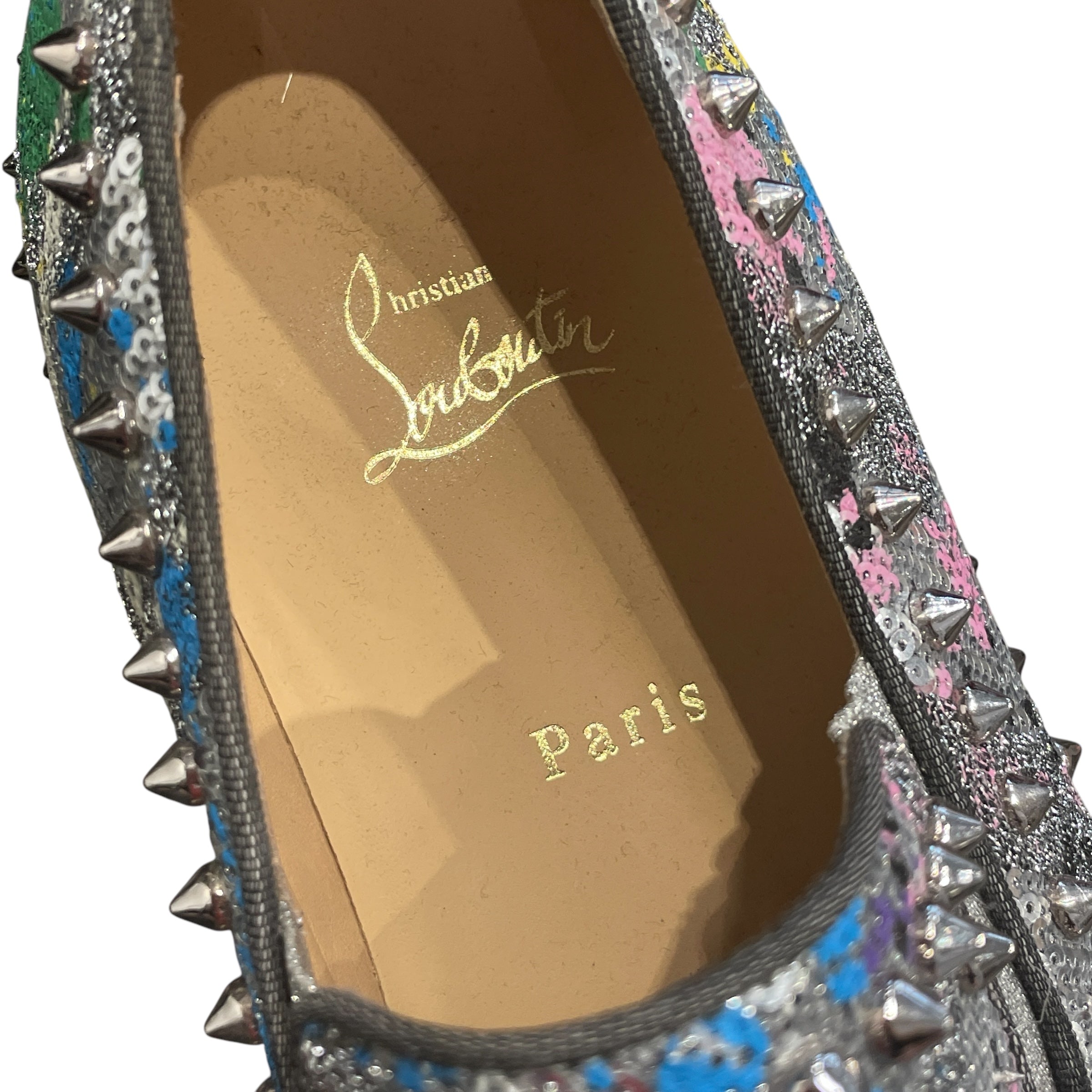 Christian Louboutin/Dress Shoes/US 9/All Over Print/Leather/MLT/STUDDED SEQUIN METALLIC view 4