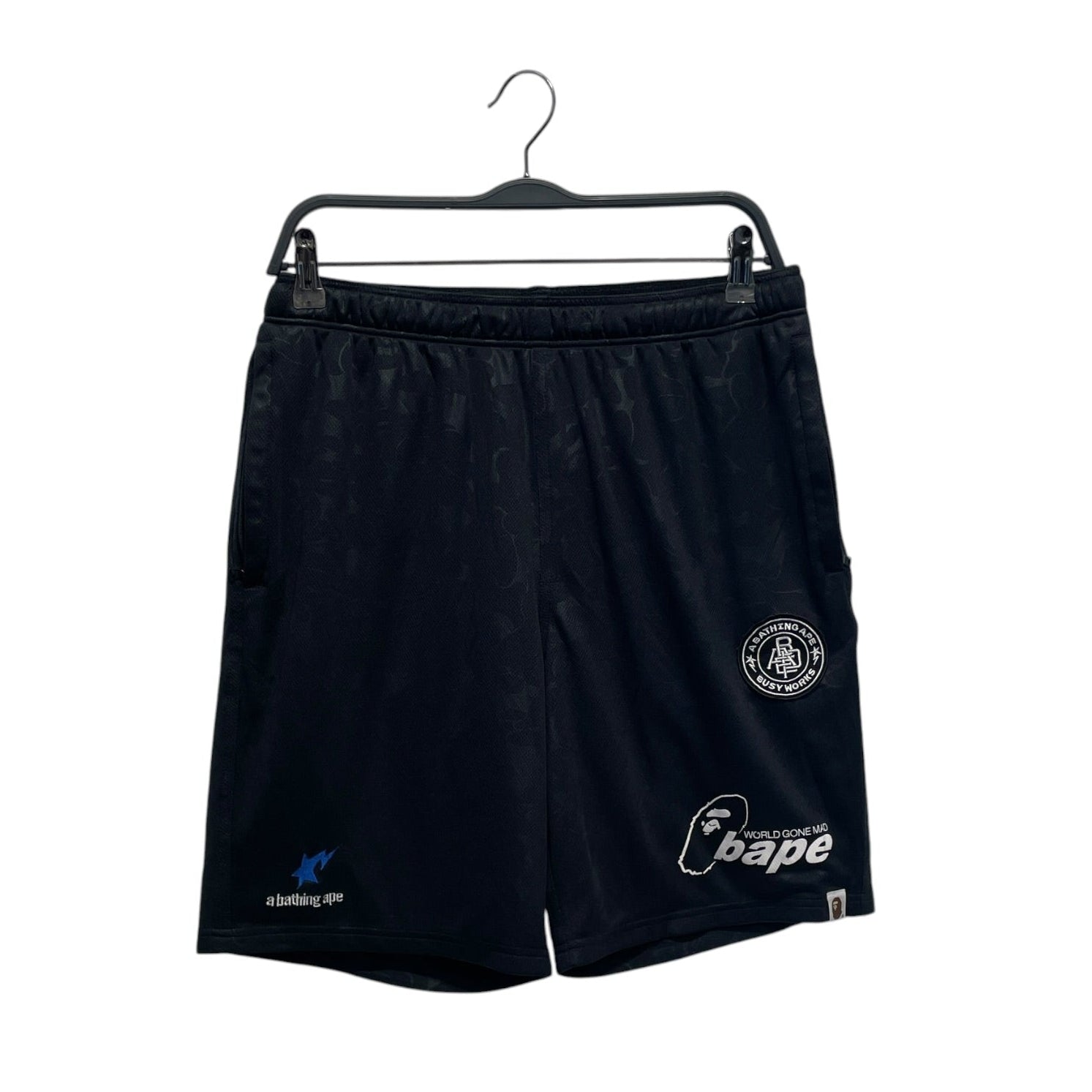 A BATHING APE/Shorts/L/Polyester/BLK/Soccer SHORTS view 1