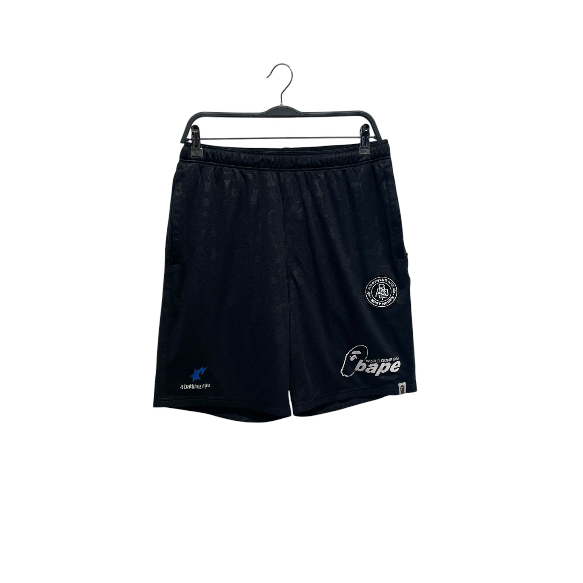 A BATHING APE/Shorts/L/Polyester/BLK/Soccer SHORTS view 1