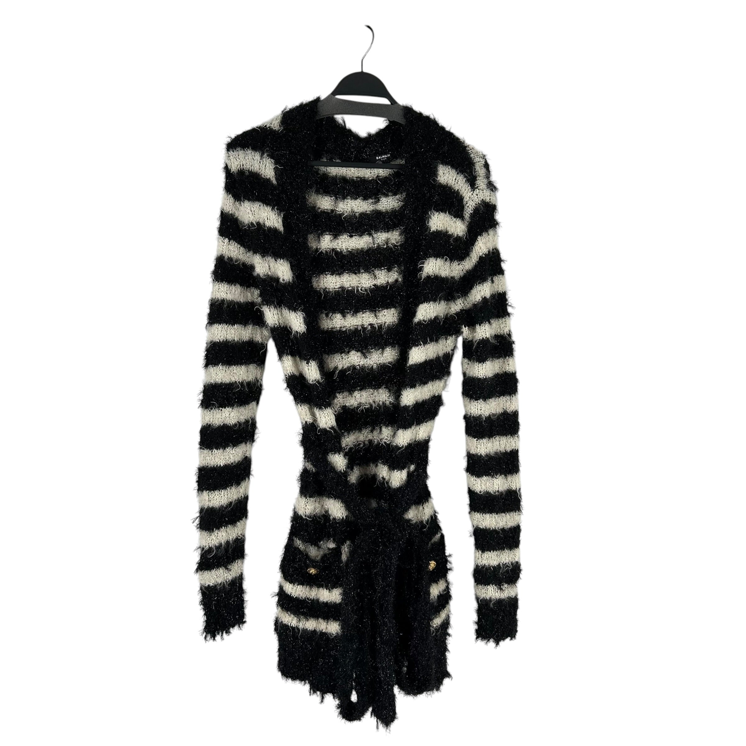 BALMAIN/Cardigan/38/Stripe/Wool/WHT/STRIPED B&W KN000KC29 view 1