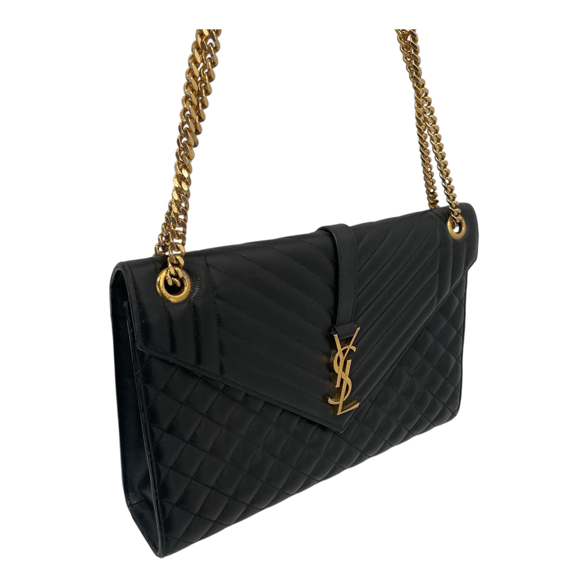 YVES SAINT LAURENT/Bag/Leather/BLK/Envelope crossbody bag view 5