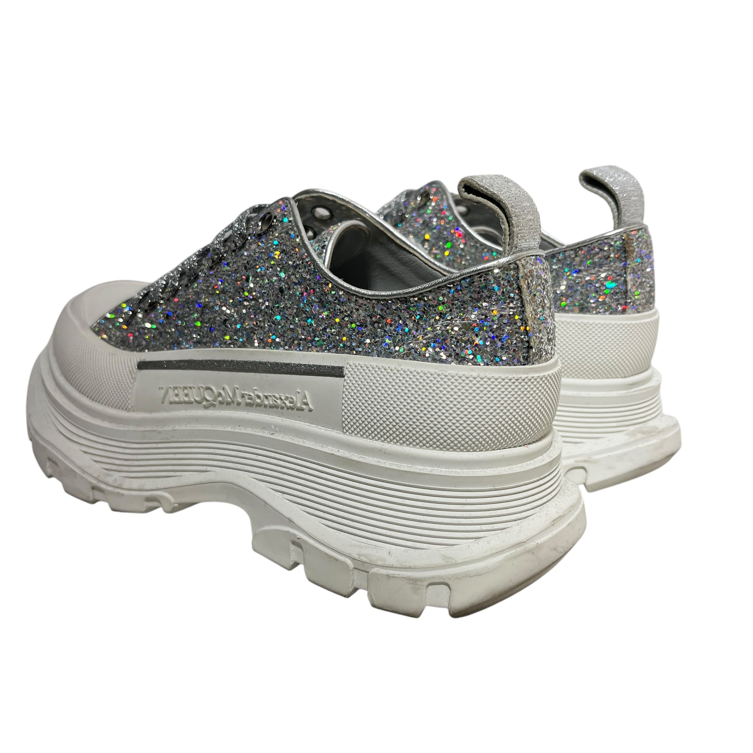 Alexander McQueen/Low-Sneakers/US 6/Glitter/Leather/SLV/ view 2