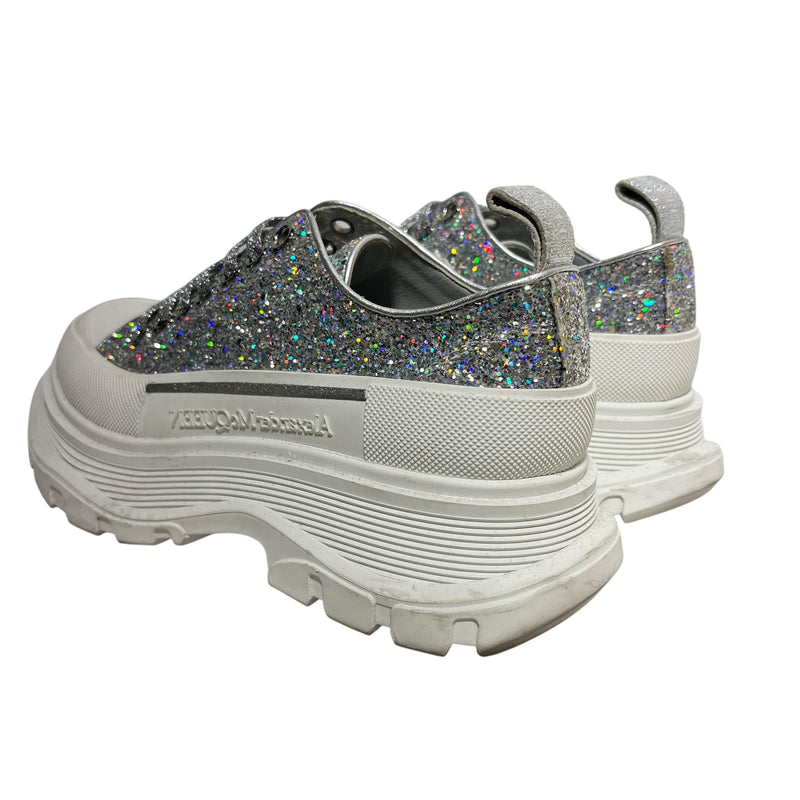 Alexander McQueen/Low-Sneakers/US 6/Glitter/Leather/SLV/
