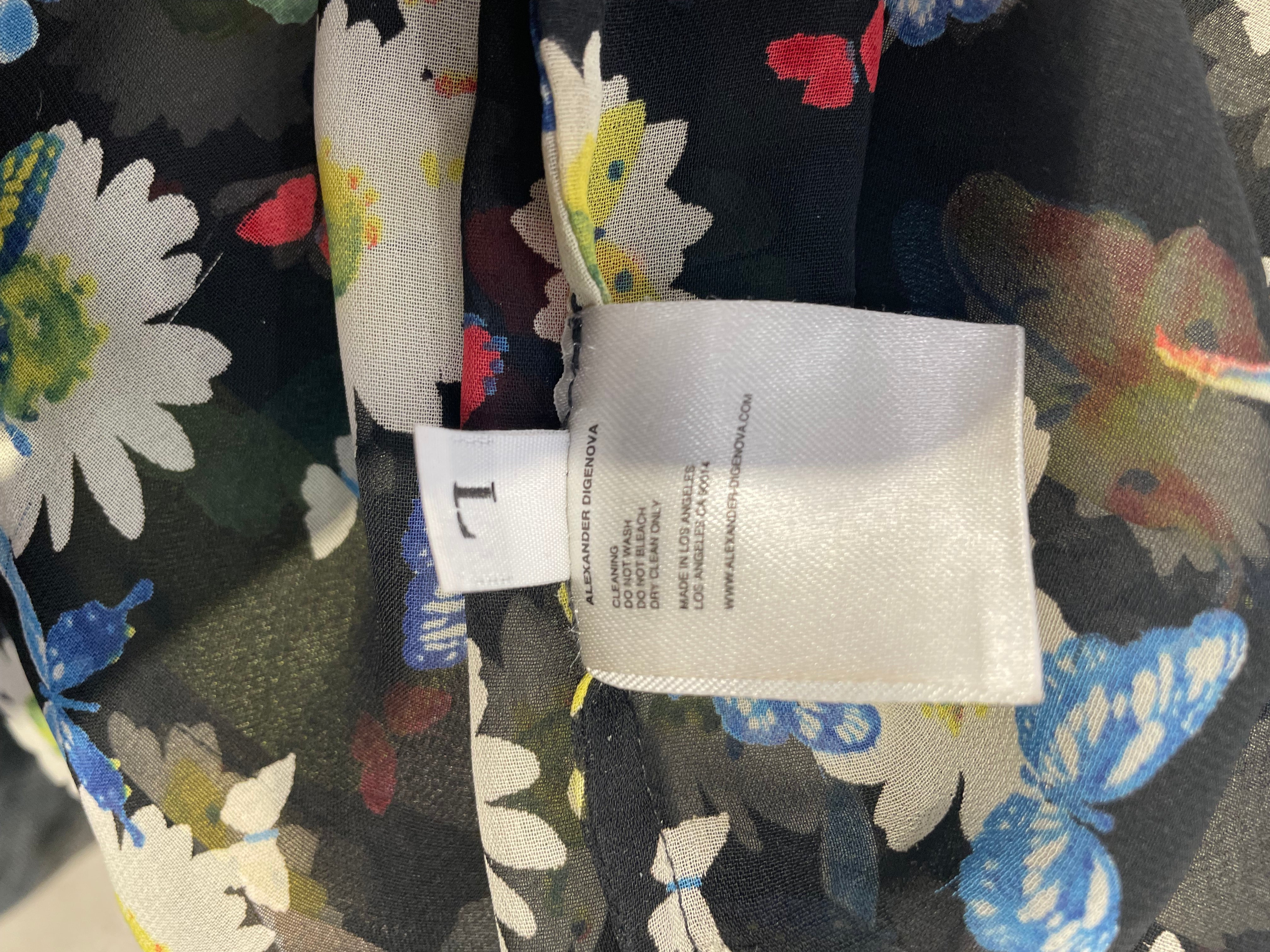 ALEXANDER DIGENOVA/LS Shirt/L/Rayon/BLK/Floral Pattern/FLOWERS AND BUTTERFLIES view 4