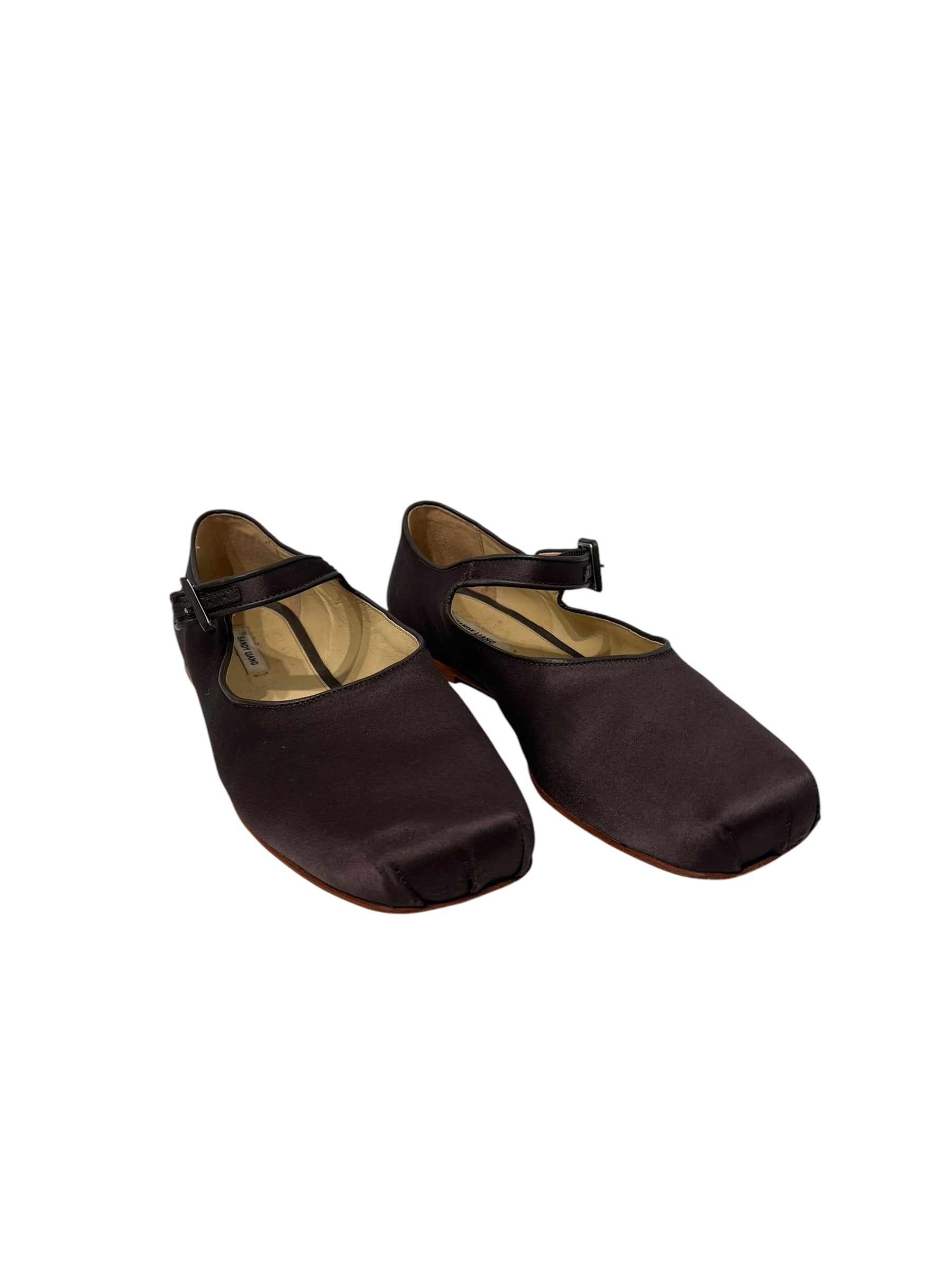 Sandy Liang/Flat Shoes/EU 41/BRW/TOP BUCKLE BROWN WOOD SOLE view 1