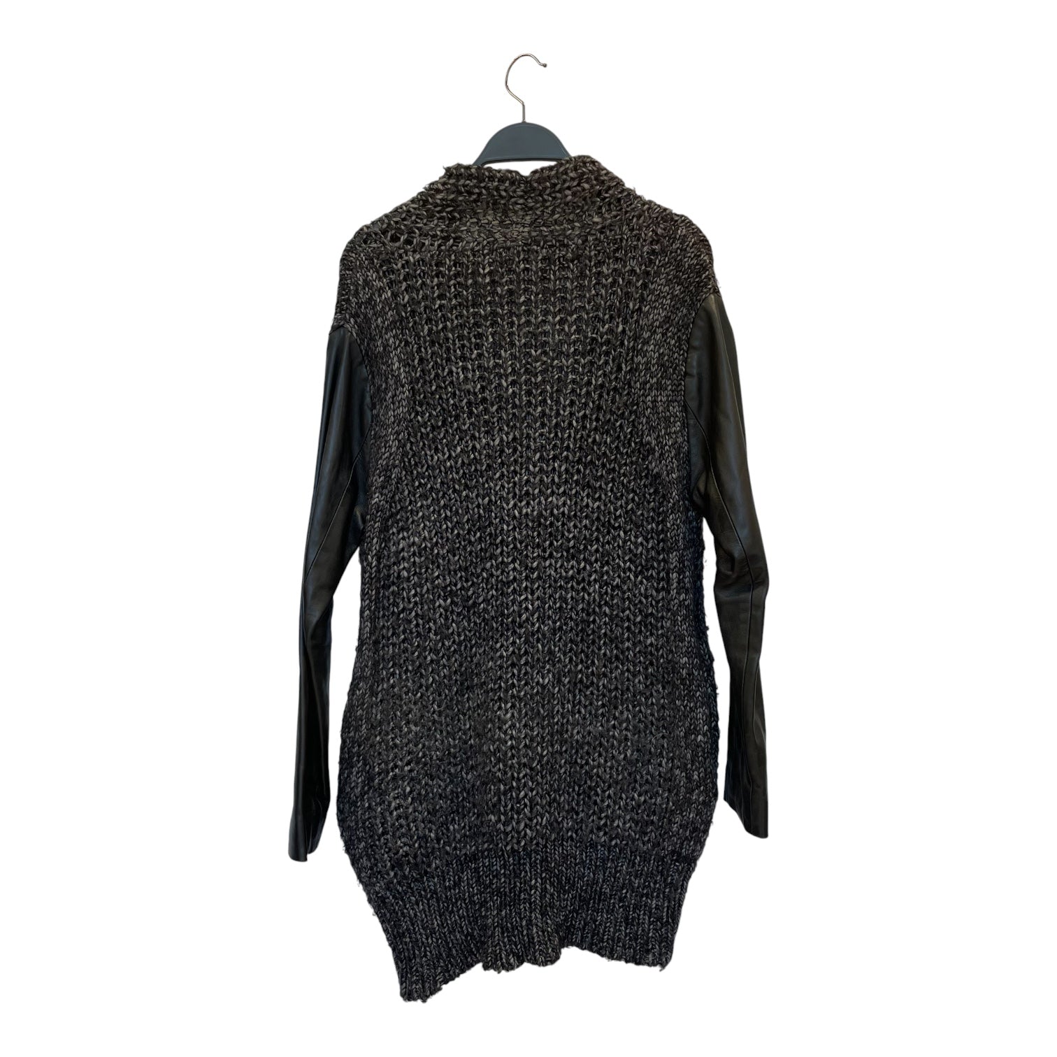 Alexander Wang/Sweater/XS/Wool/GRY/TWILL SWEATER W/ LEATHER SLVS view 2