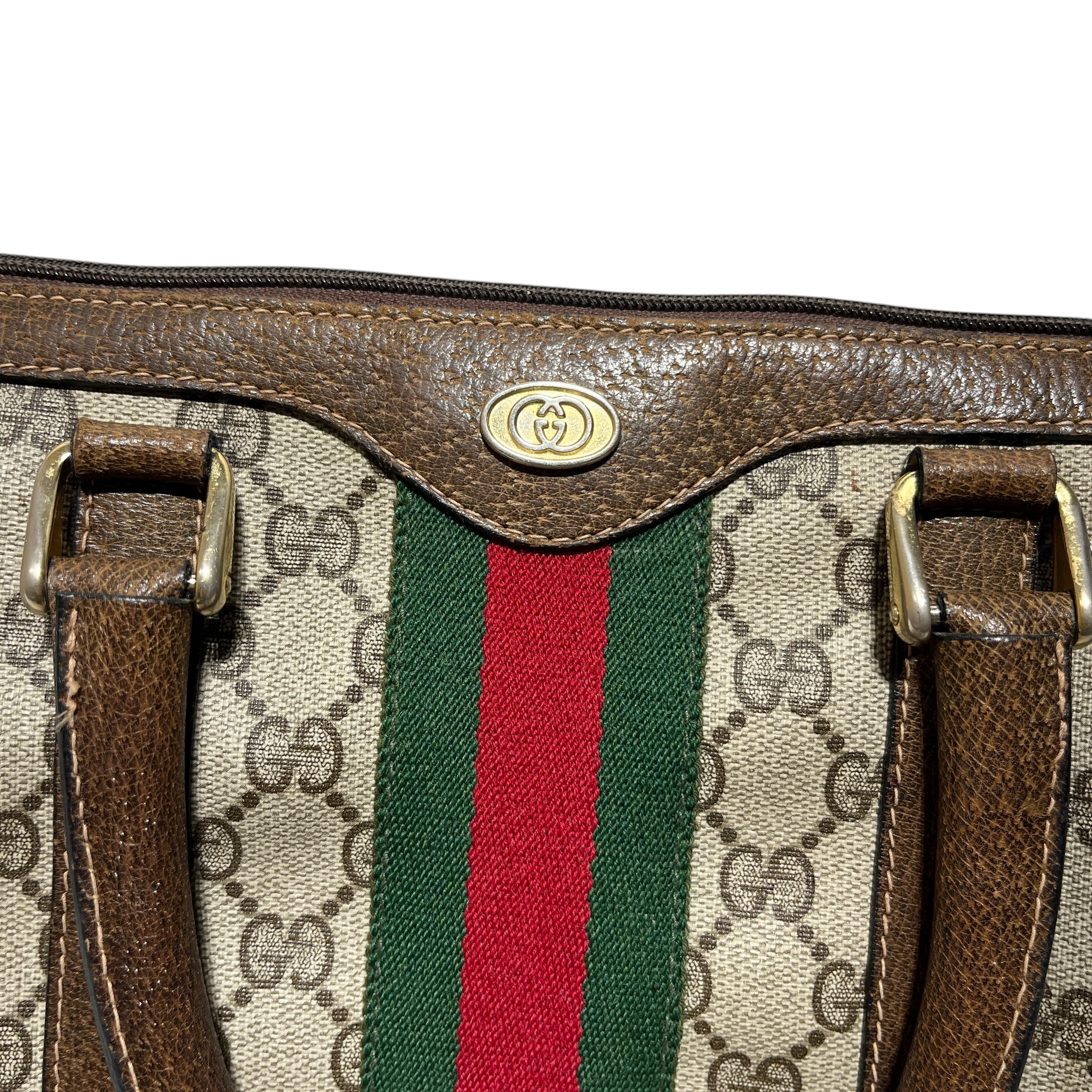 GUCCI/Boston Bag/Monogram/Leather/KHK/GG SUPREME BOSTON view 3