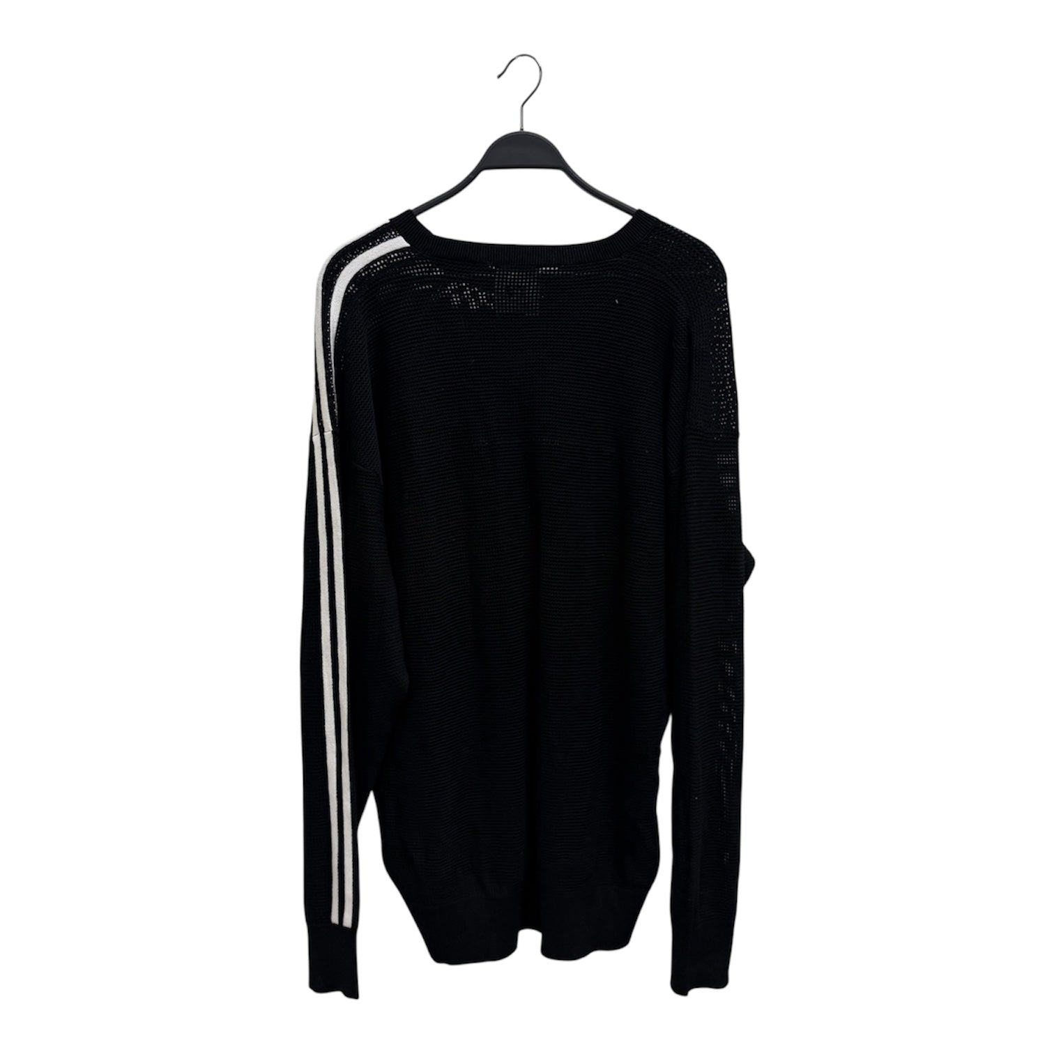 Y-3/Heavy Sweater/XL/Graphic/Cotton/BLK/knit wear fringe grph design view 2