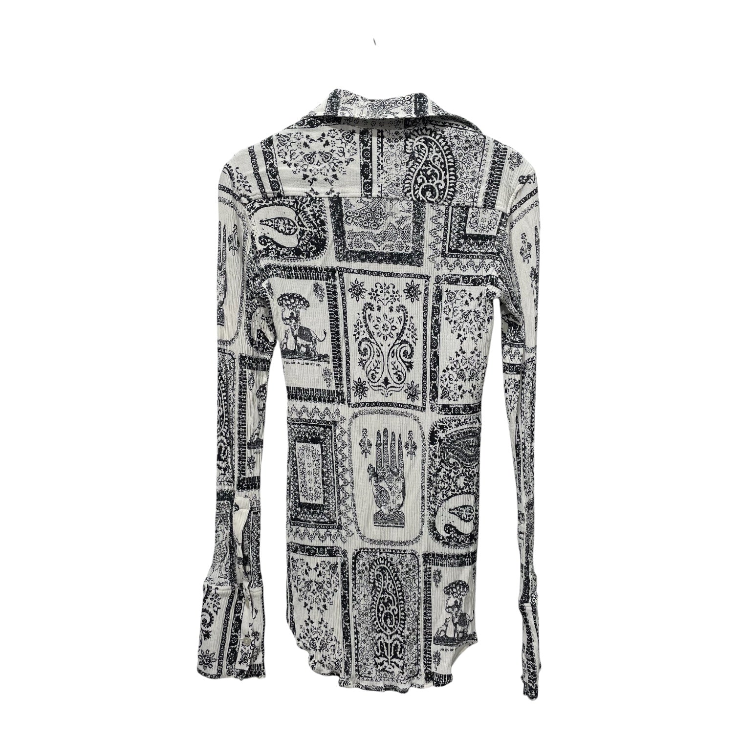 Acne Studios/LS Blouse/34/All Over Print/MLT/VISCOSE/SILK WHT/BLK GRAPHIC view 2