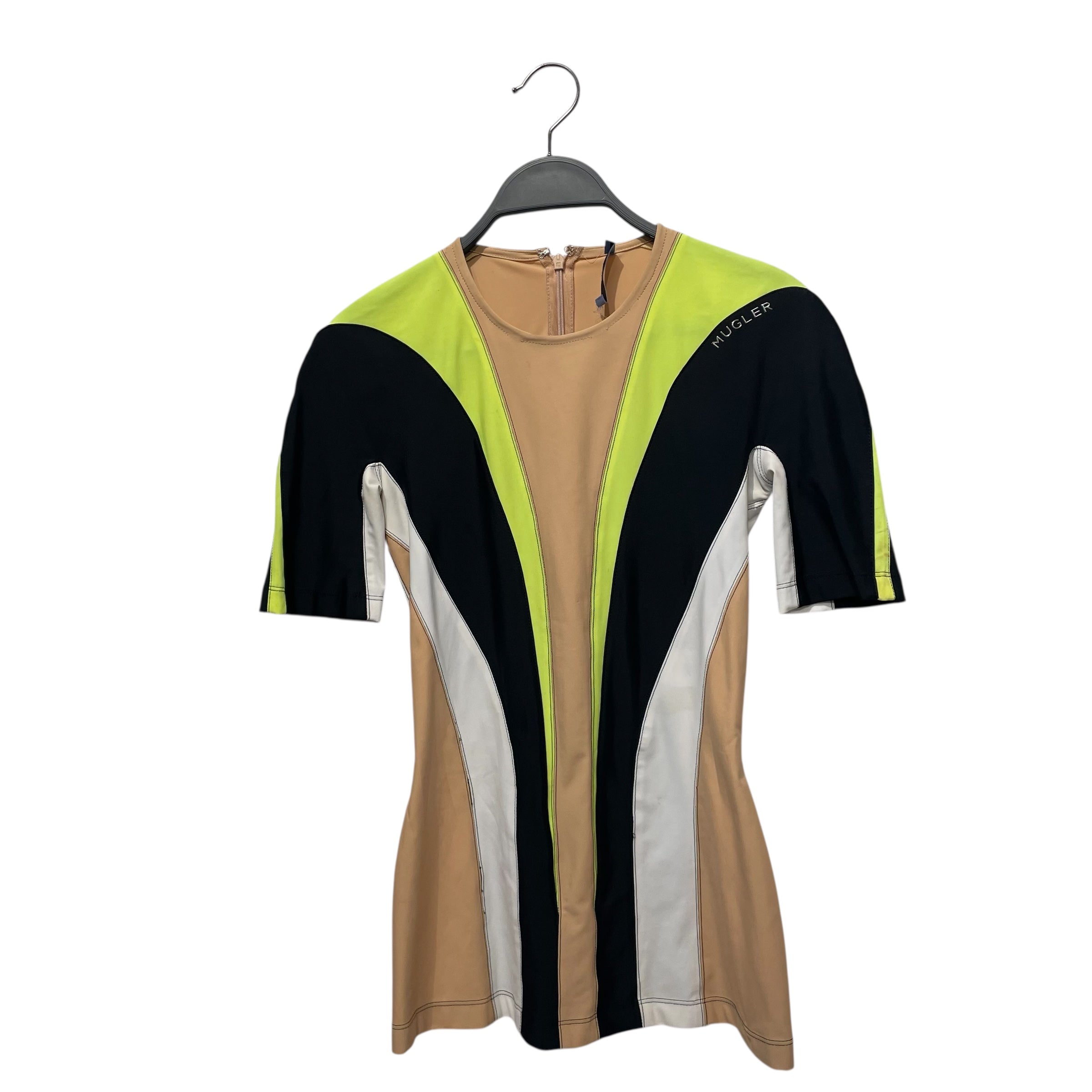 MUGLER/T-Shirt/36/Stripe/Polyester/MLT/Neon/Cream/Black/Green/White view 1
