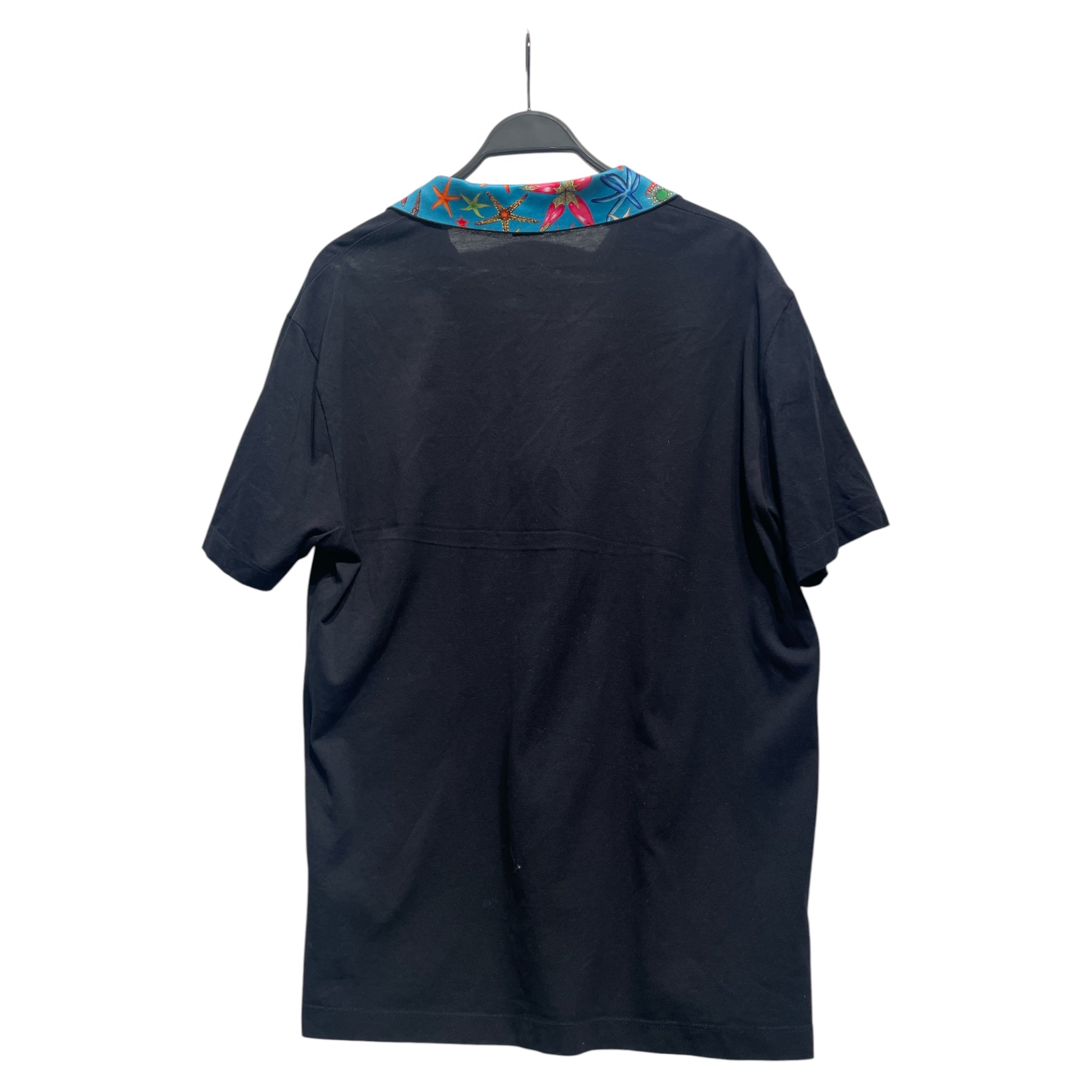 VERSACE/Polo Shirt/XXXL/Cotton/NVY/ocean print collar view 2