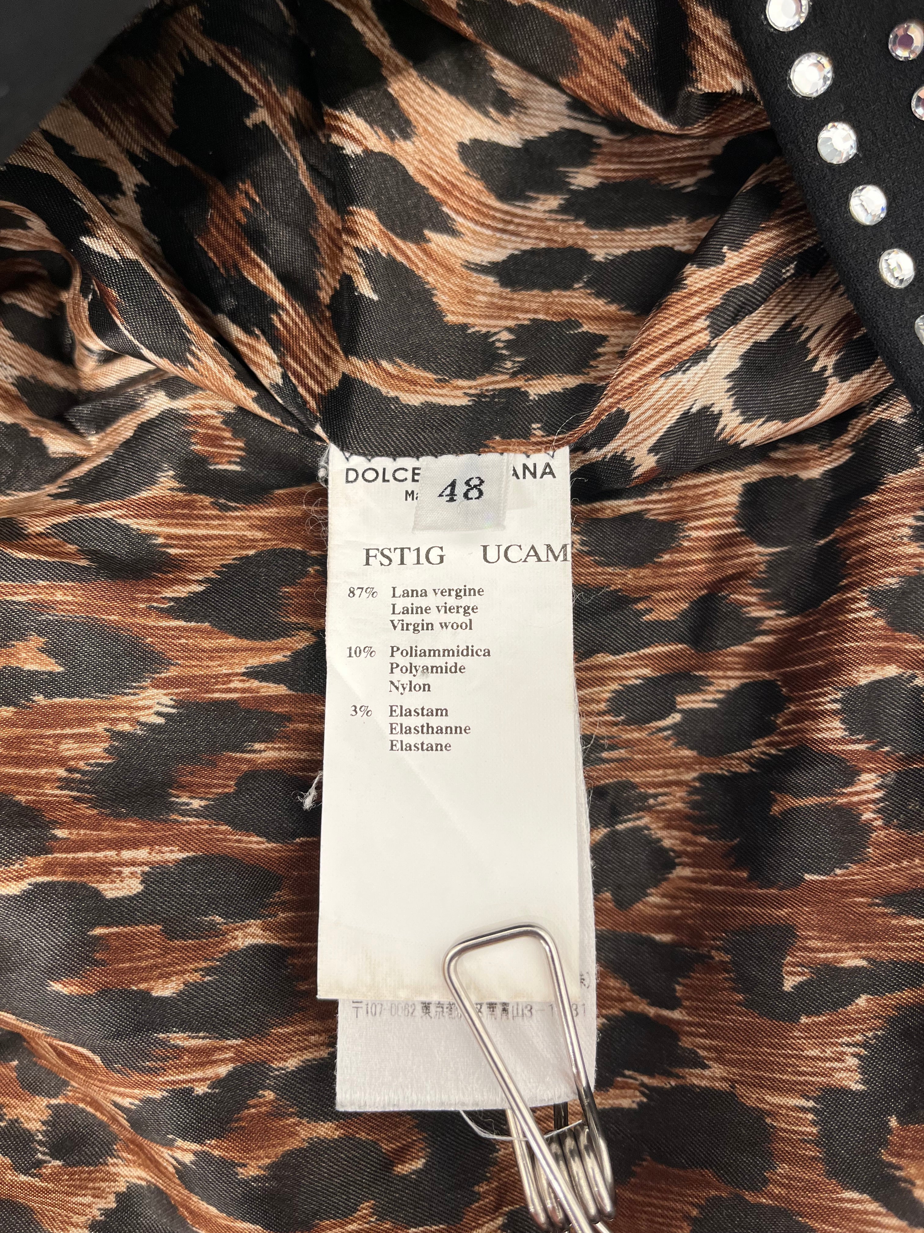 DOLCE&GABBANA/Jacket/48/Animal Pattern/Wool/BLK/Single Breasted/MISSY ELLIOT RHINESTONE BLAZER view 4