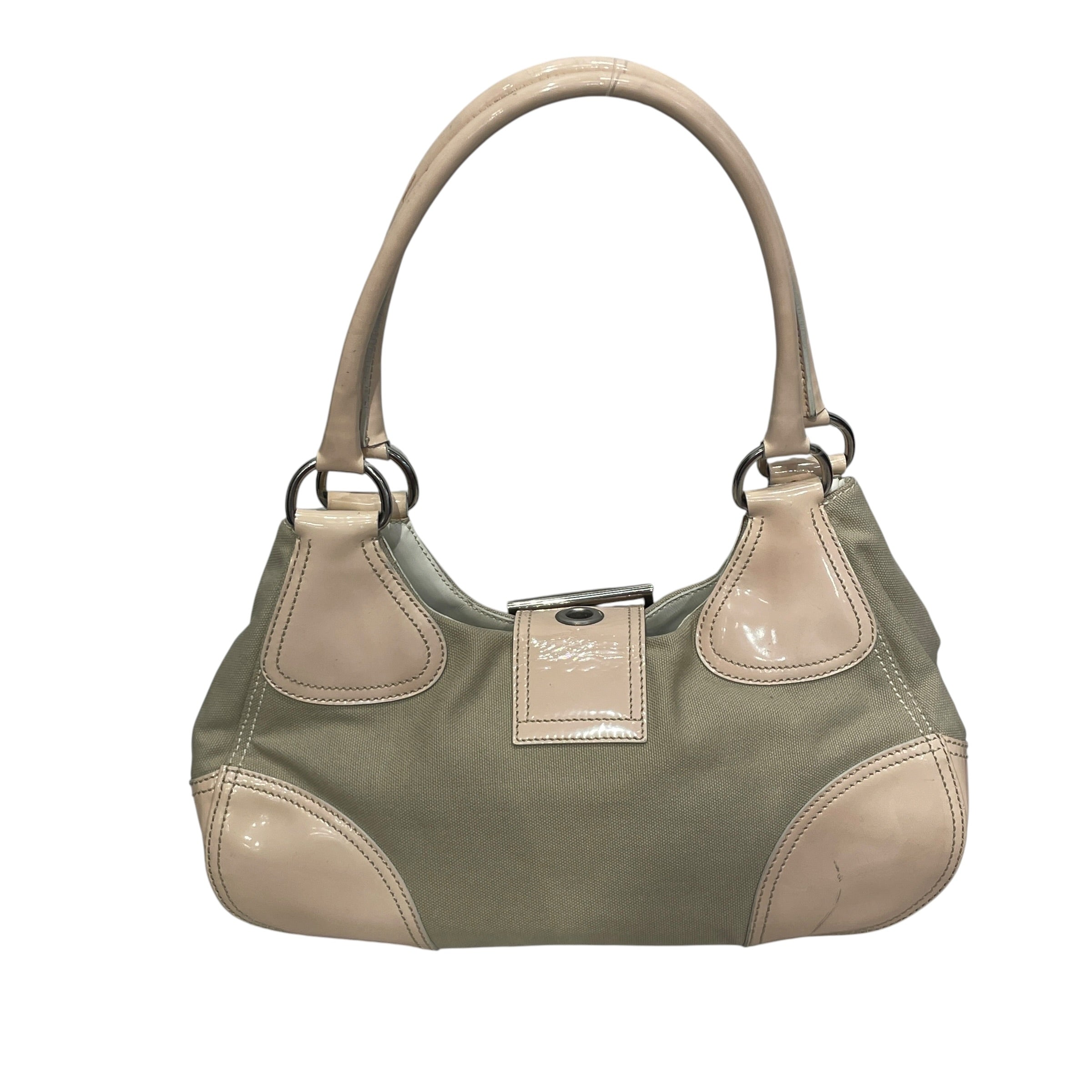 PRADA/Hand Bag/Cotton/CRM/BUCKLE/PALE PINK ACCENTS view 2