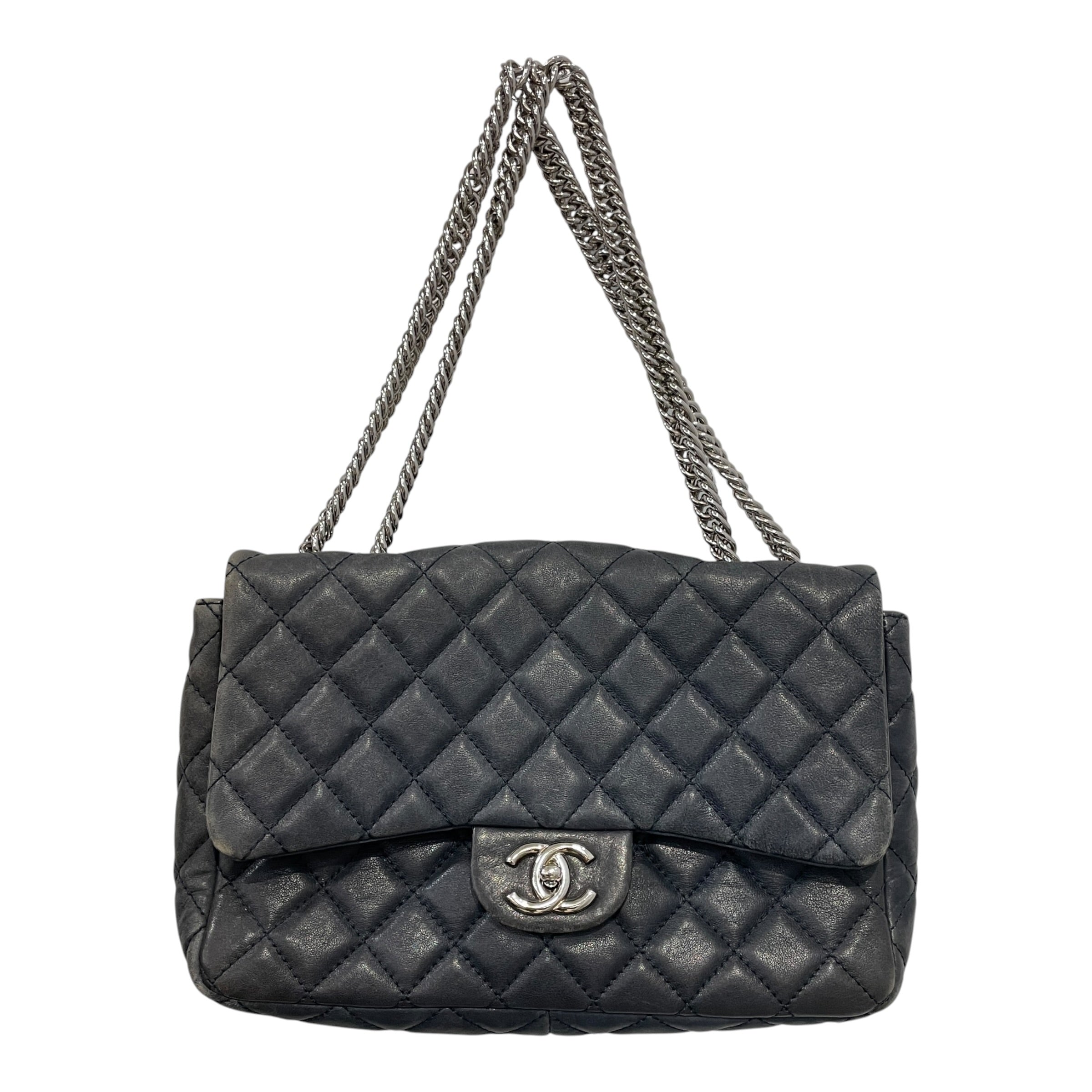 CHANEL/Hand Bag/Lambskin/NVY/classic soft singleflap dwhybr view 1