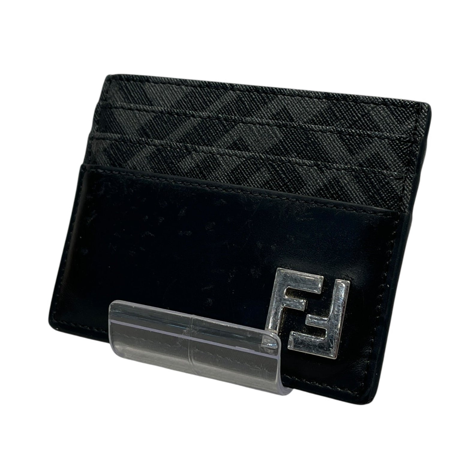 FENDI/Wallet/Monogram/Leather/BLK/Printed SLV/BLK Card Holder view 1