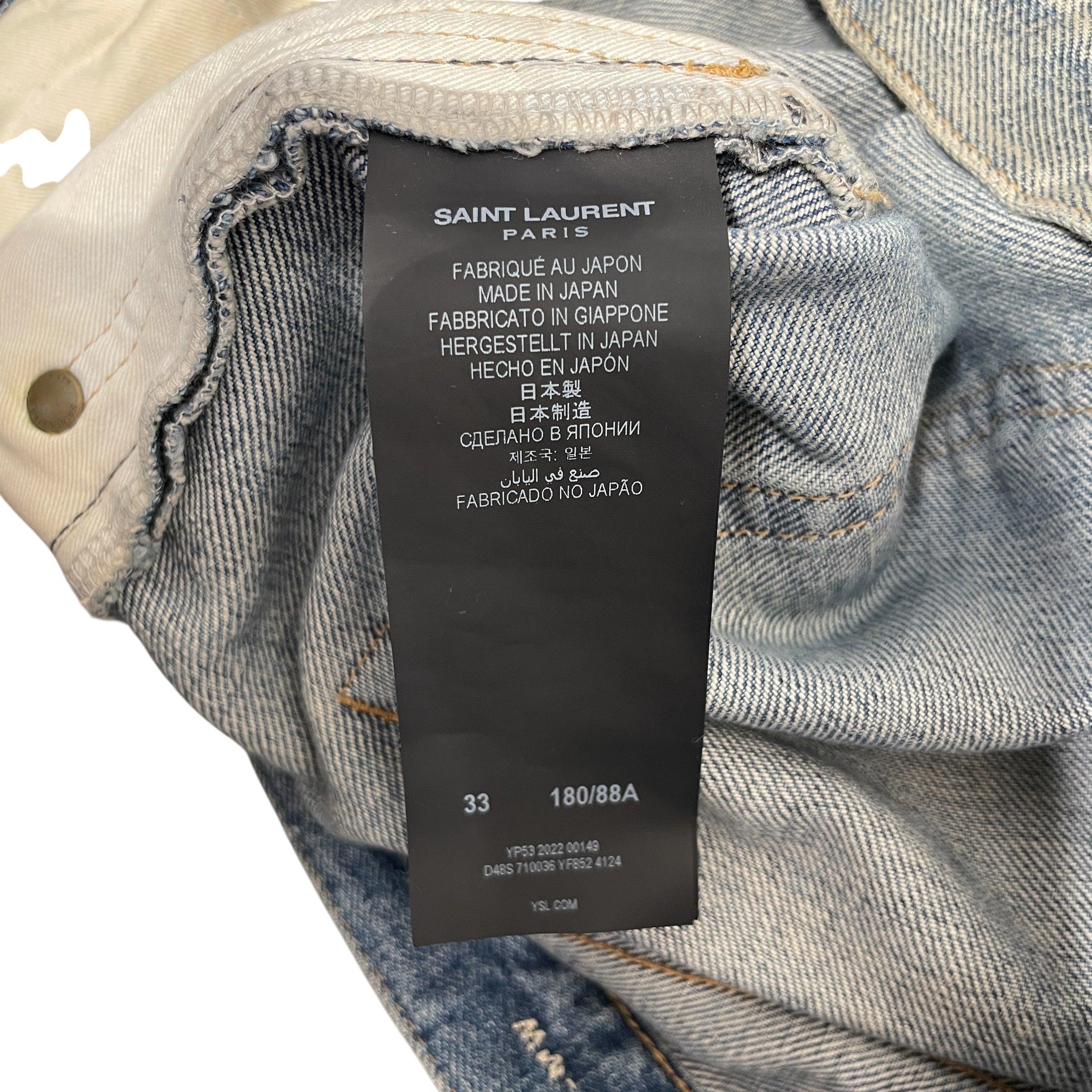 SAINT LAURENT/Pants/33/Cotton/BLU/distressed view 4