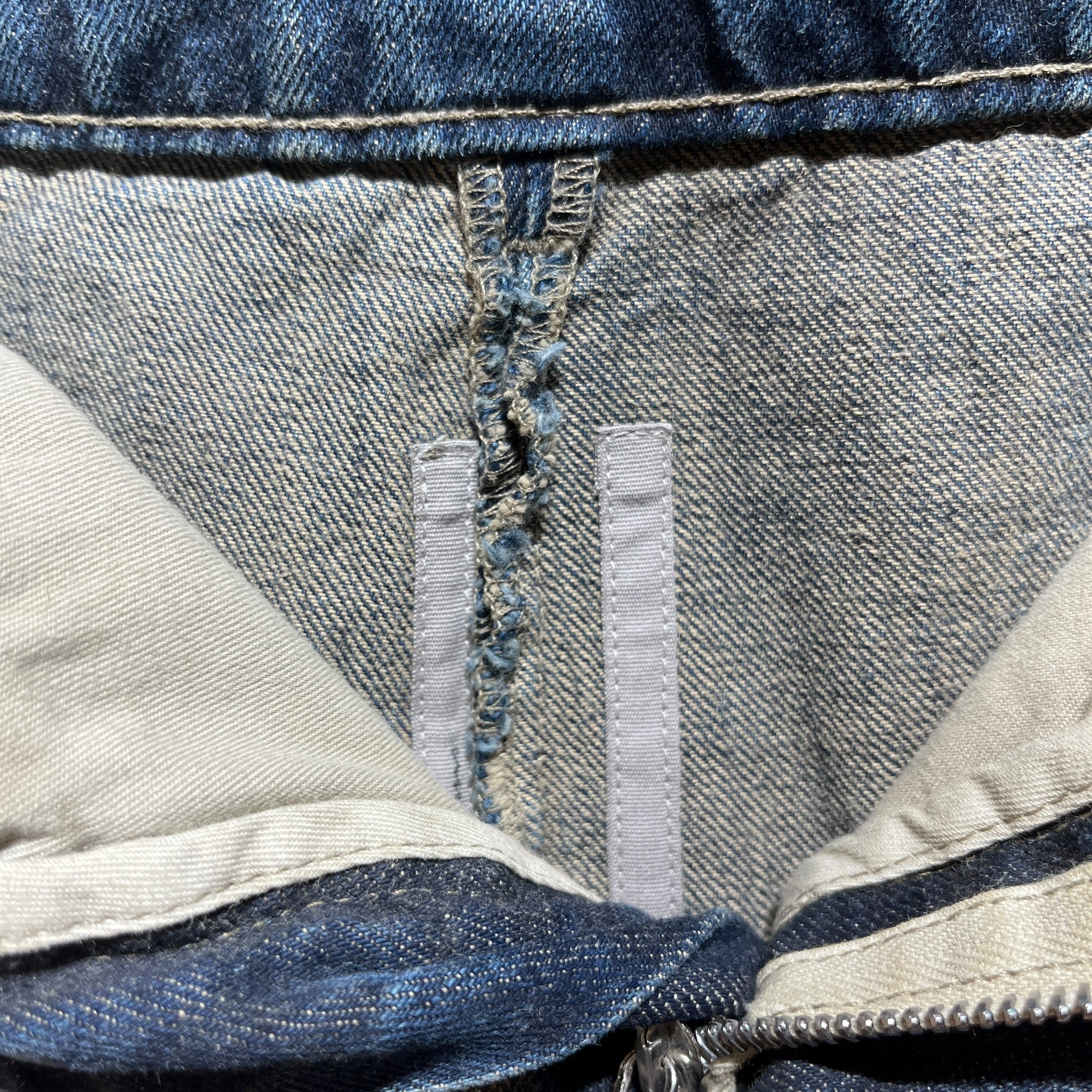 Rick Owens/Long Skirt/26/Denim/IDG/DISTRESSED + PATCHWORK view 3