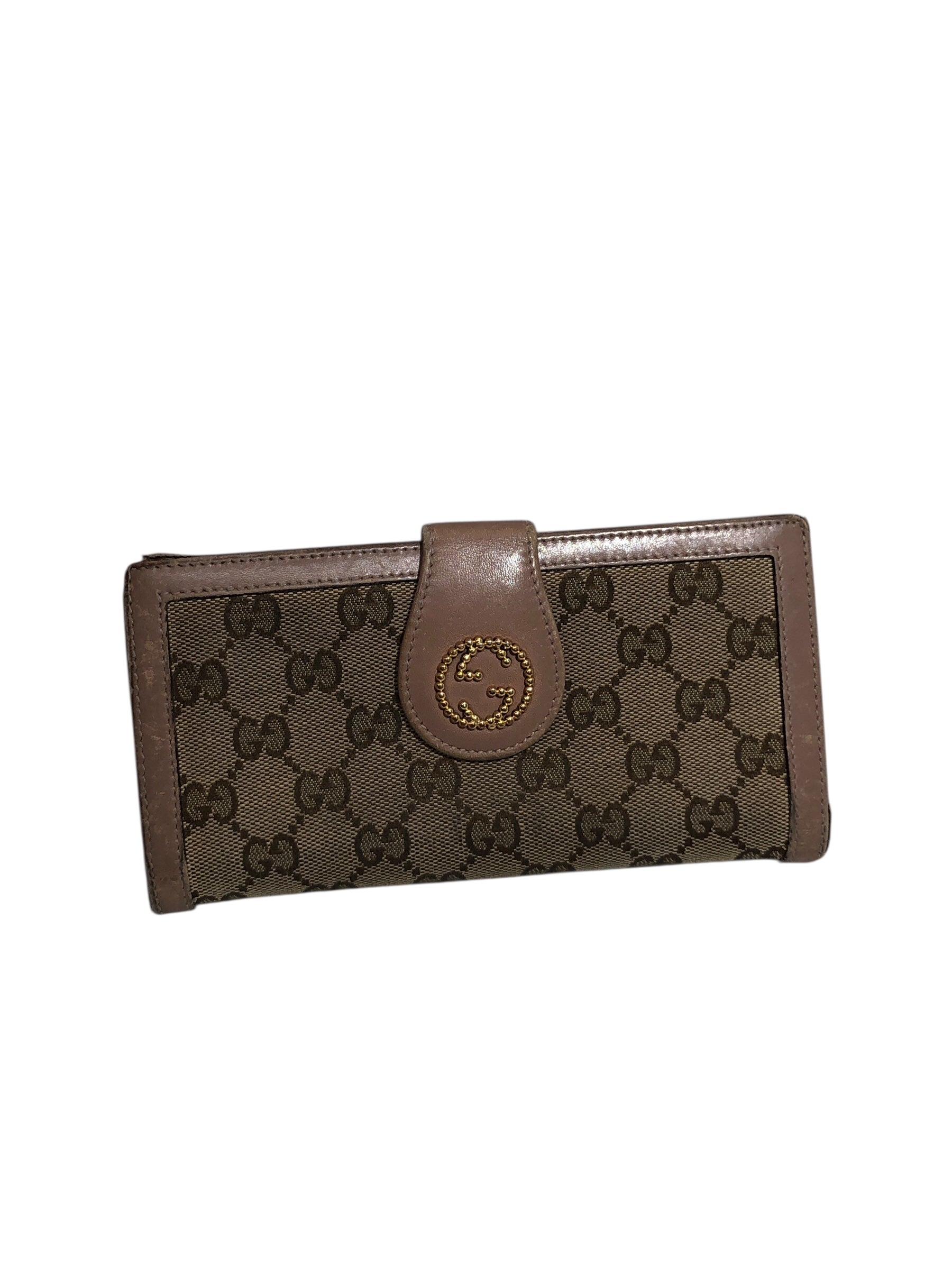 GUCCI/Trifold Wallet/Monogram/Cotton/BRW/L's/ view 1