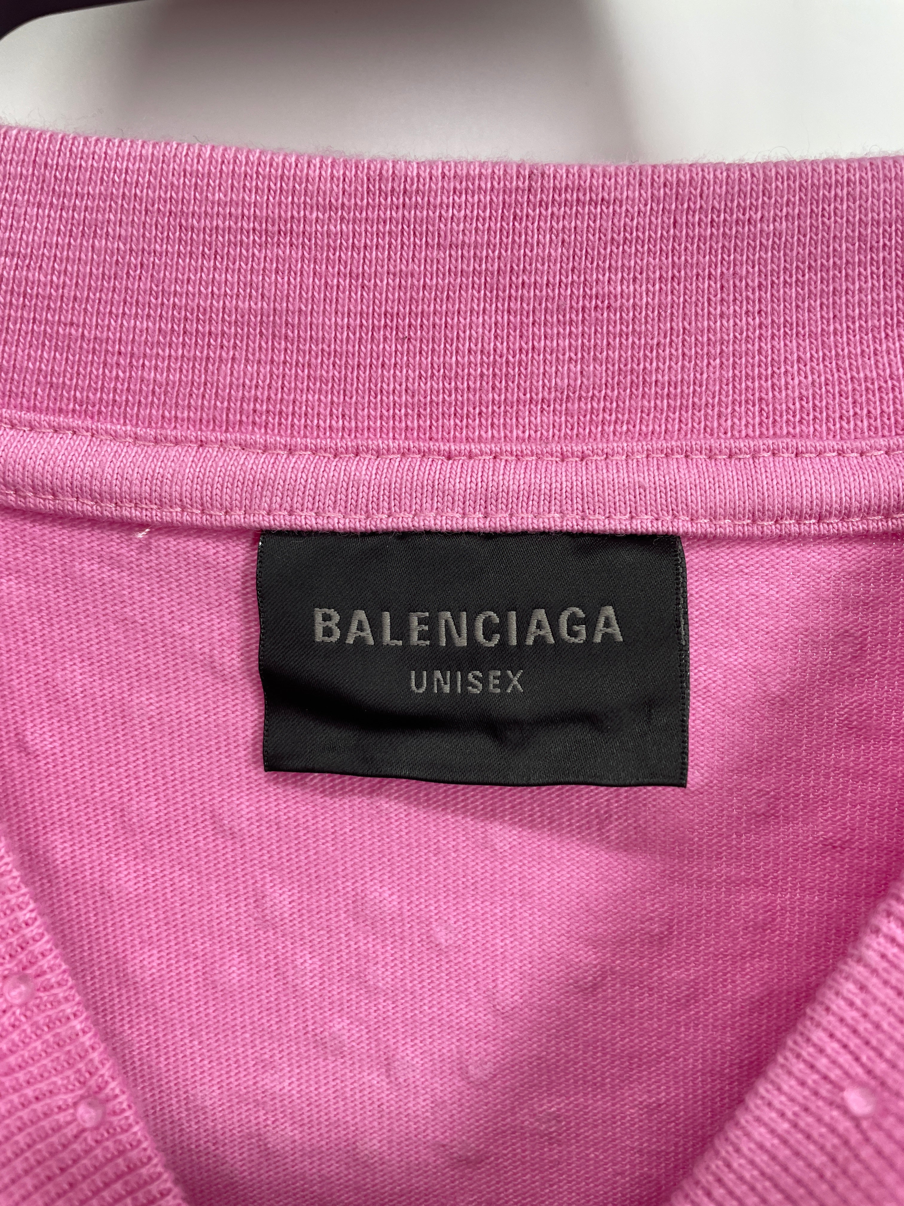 BALENCIAGA/T-Shirt/3/Cotton/PNK/CLEAR RHINESTONES/RAINED ON view 3