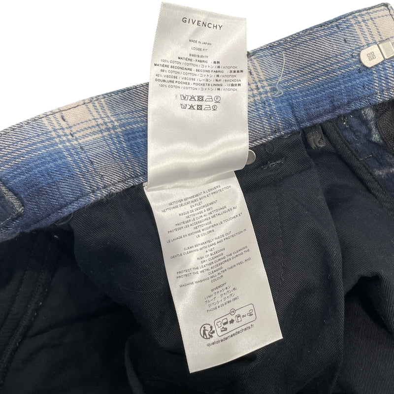 GIVENCHY/Patchwork Checked Wide Leg Double Knee Zip Off Jeans/34