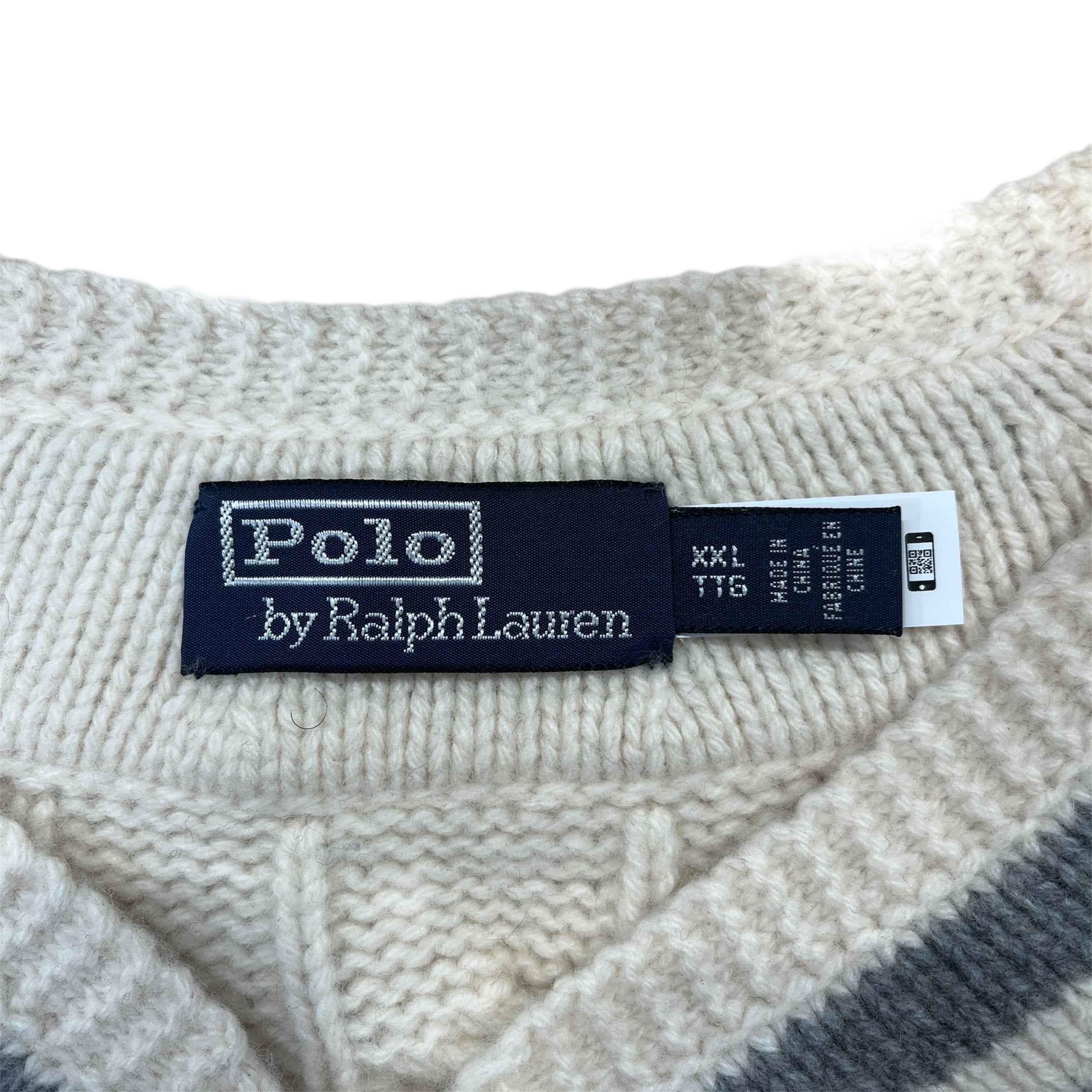 POLO RALPH LAUREN/Sweater/XXL/Wool/WHT/Grey Stripes view 3