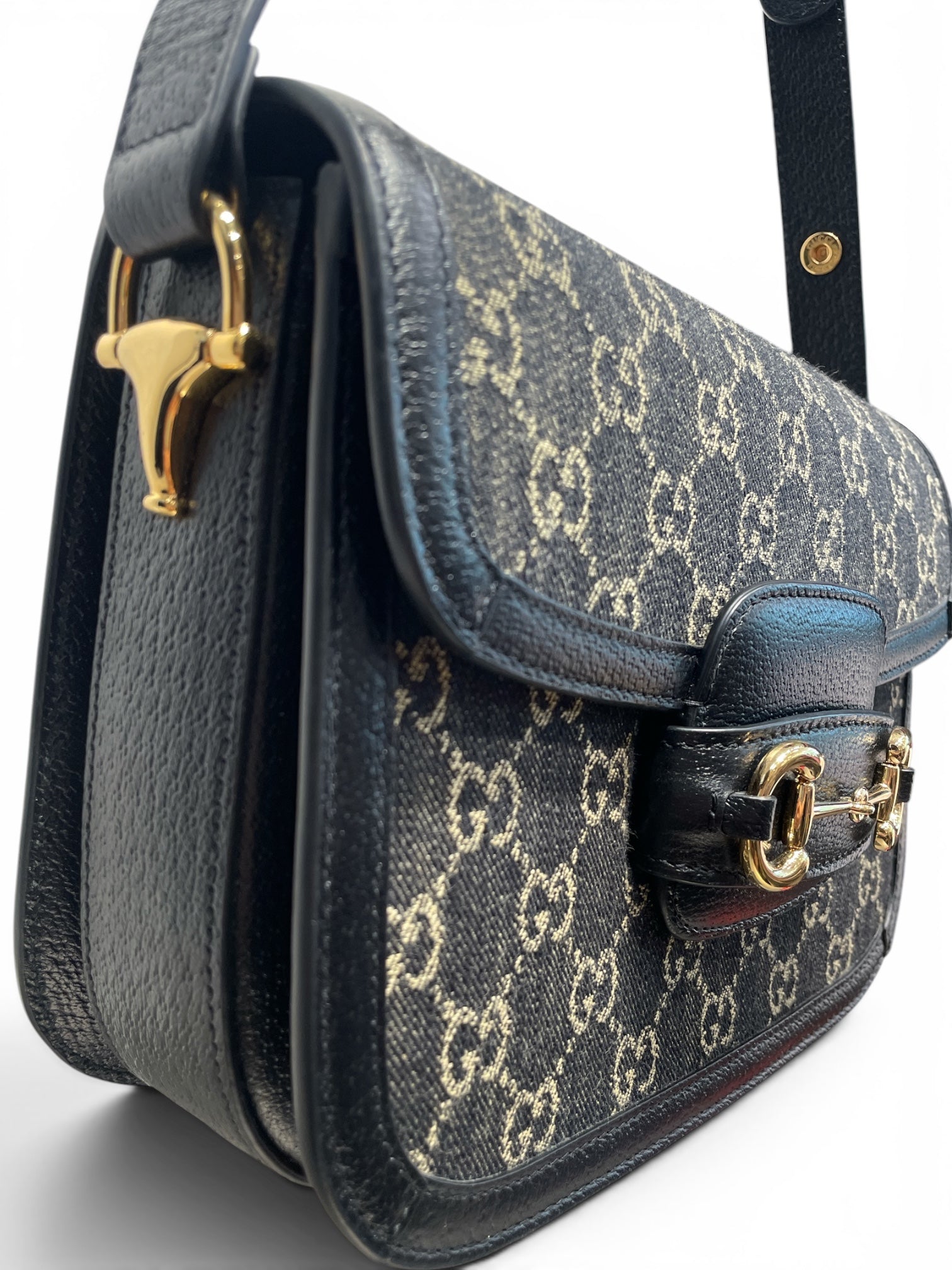 GUCCI/Cross Body Bag/Monogram/Leather/BLK/HORSEBIT 1955 view 5