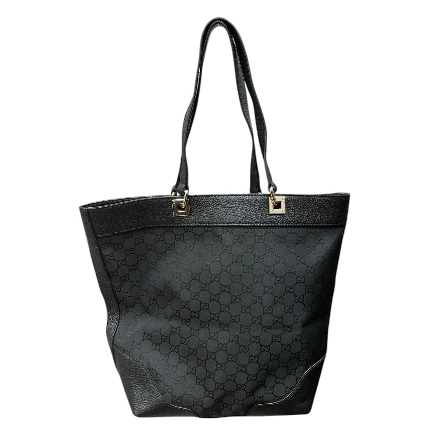 GUCCI/Tote Bag/Cotton/BLK/GG CANVAS LEATHER BAG view 2