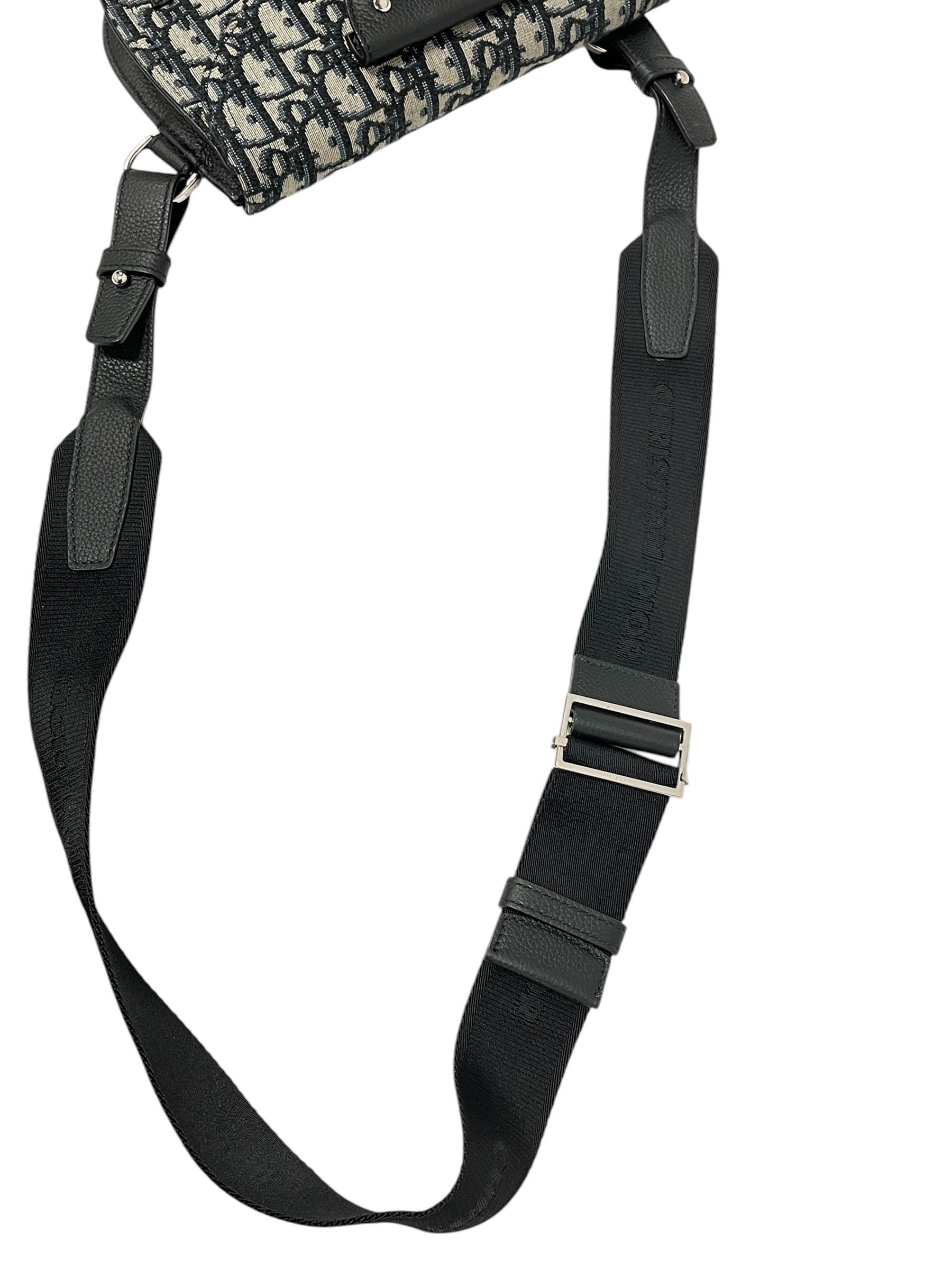 Christian Dior/Cross Body Bag/Monogram/Cotton/BLK/OBLIQUE JACQUARD SADDLE BAG view 4