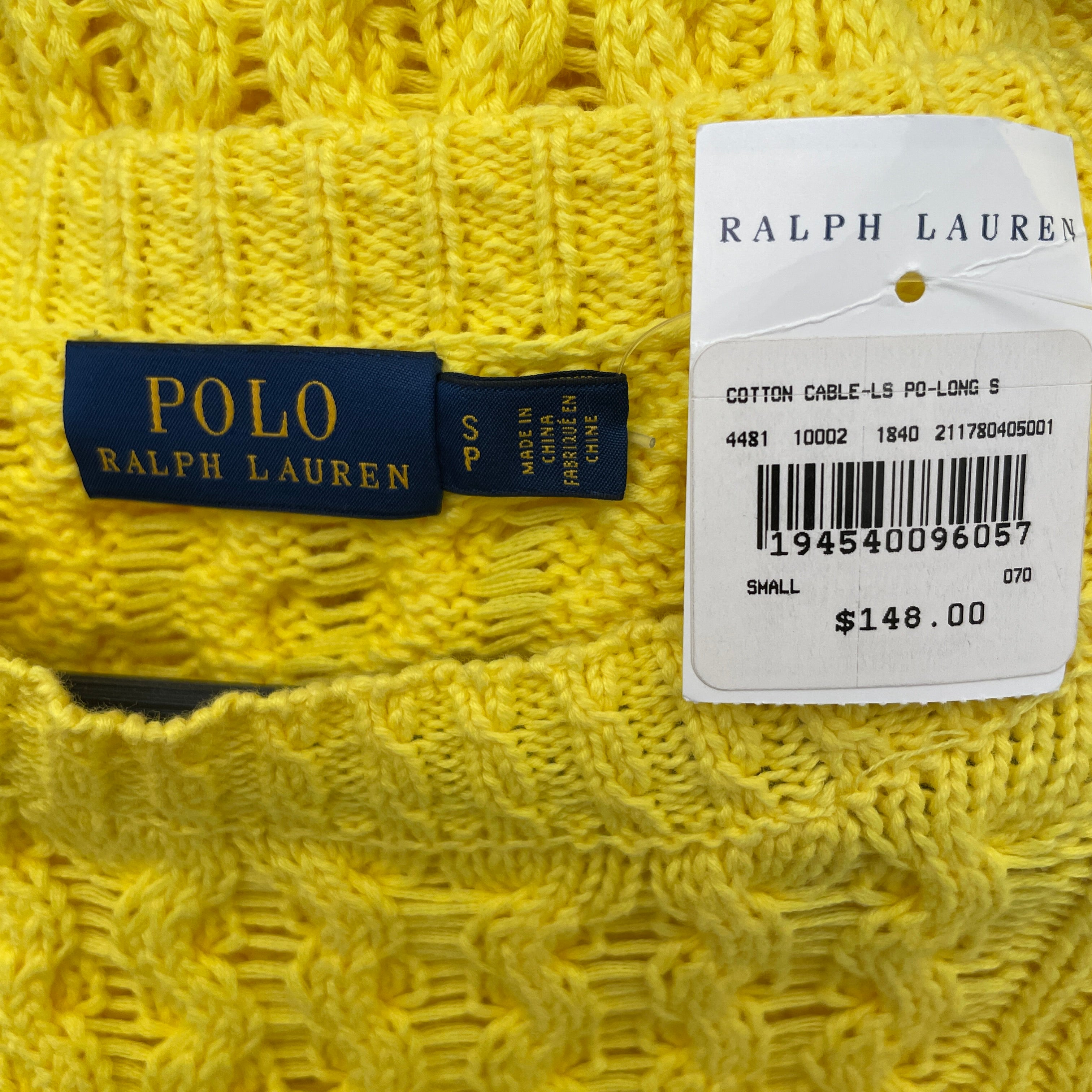 POLO RALPH LAUREN/Sweater/S/Cotton/YEL/ view 3