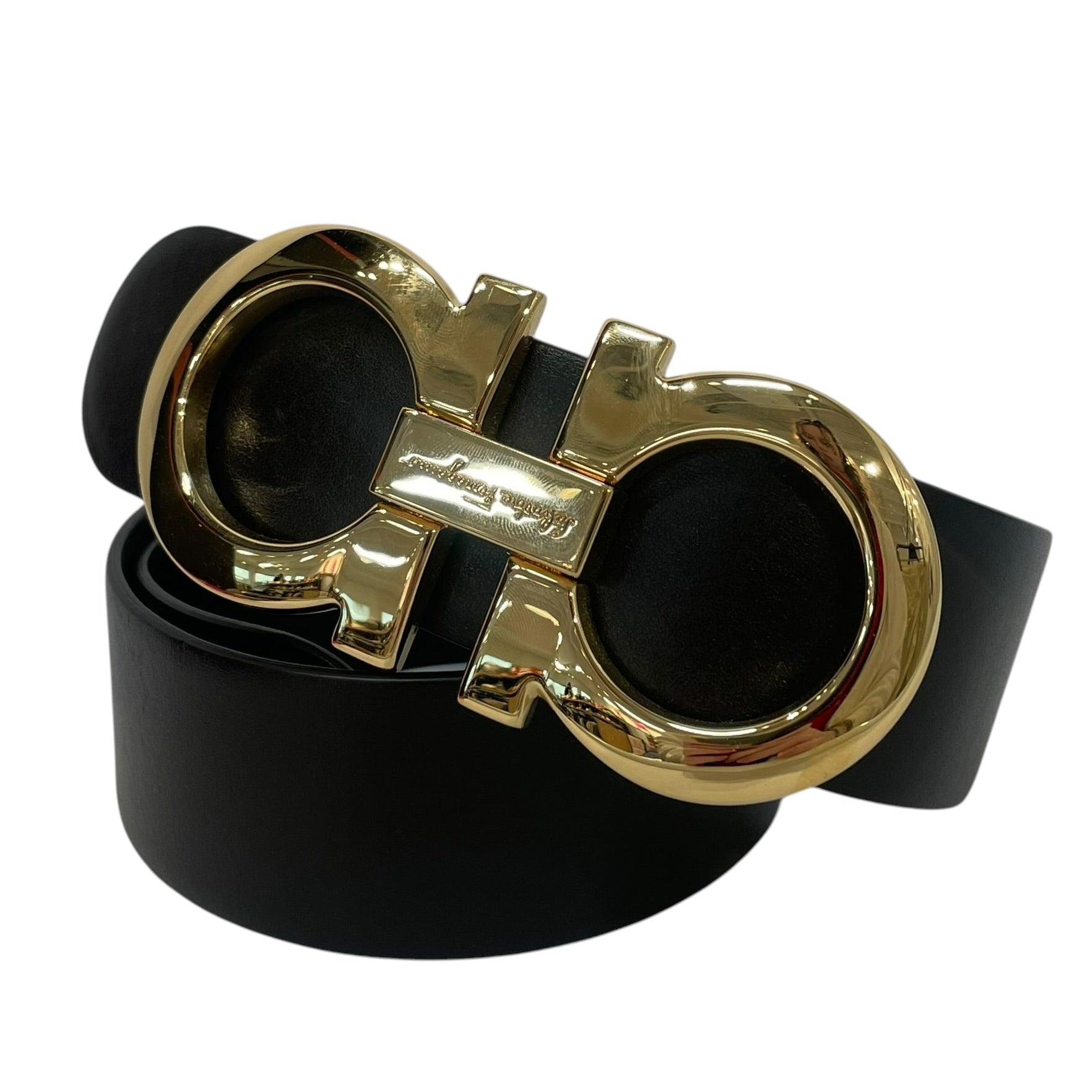 Salvatore Ferragamo/Belt/Leather/BLK/Reversible Gancini Gold Buckle view 1