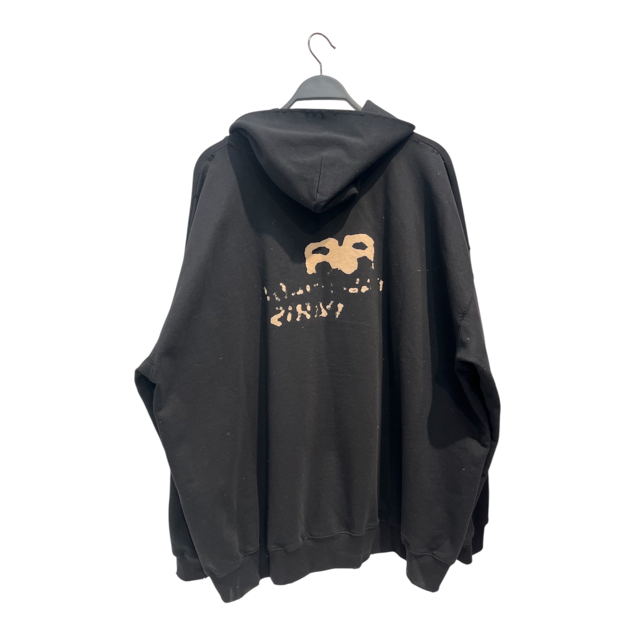 BALENCIAGA/Hoodie/S/Cotton/BLK/BLEACHED DESIGN FRONT/BACK view 2