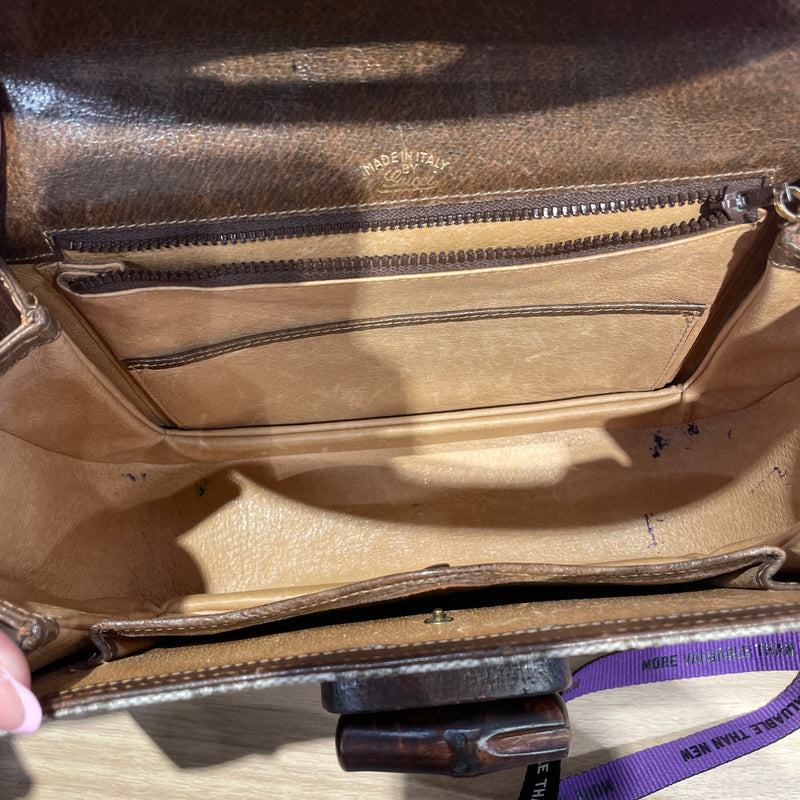 GUCCI/Hand Bag/OS/Monogram/Cotton/MLT/Bamboo Handel