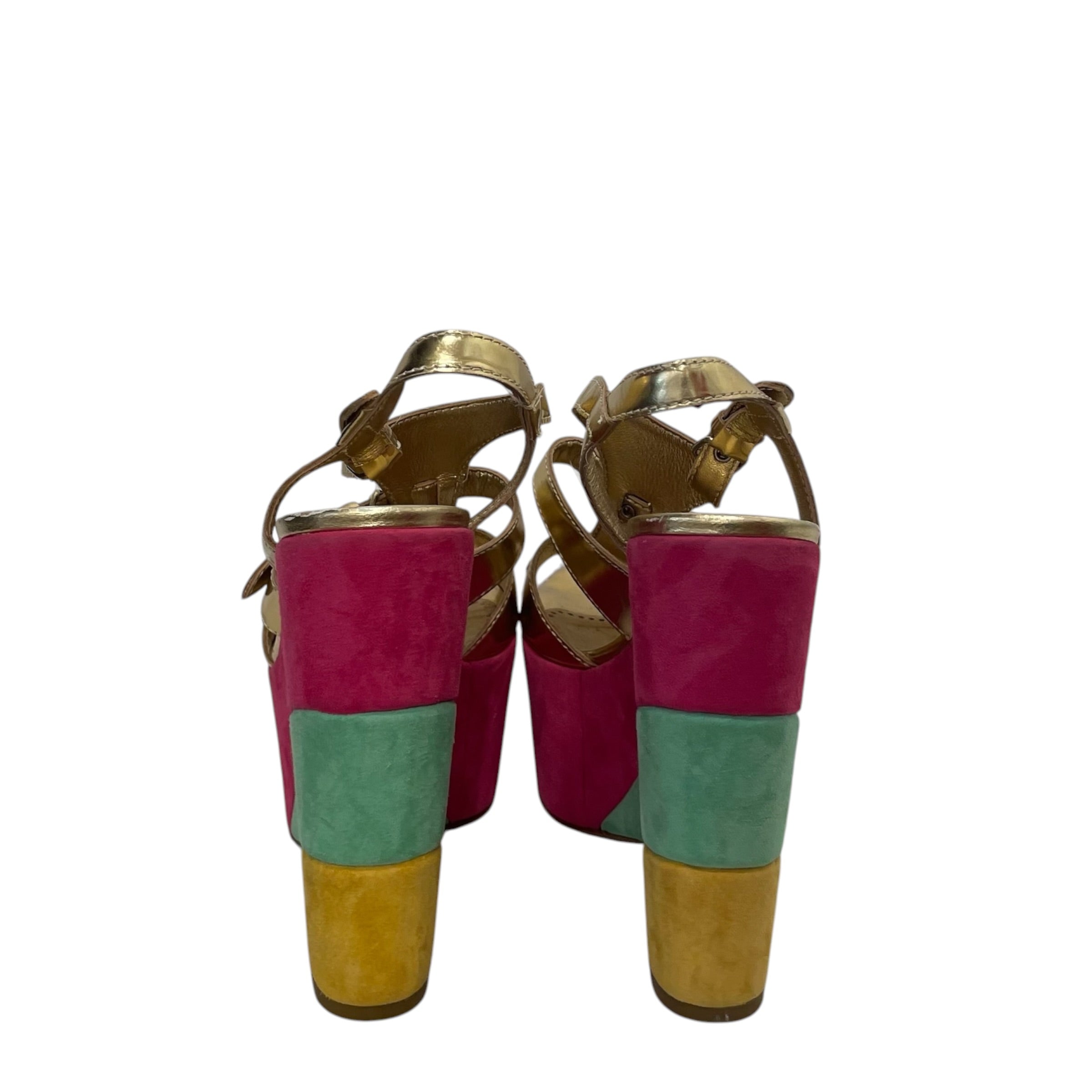MOSCHINO CHEAP & CHIC/Heels/EU 38/GLD/Tri-Color wedge view 5