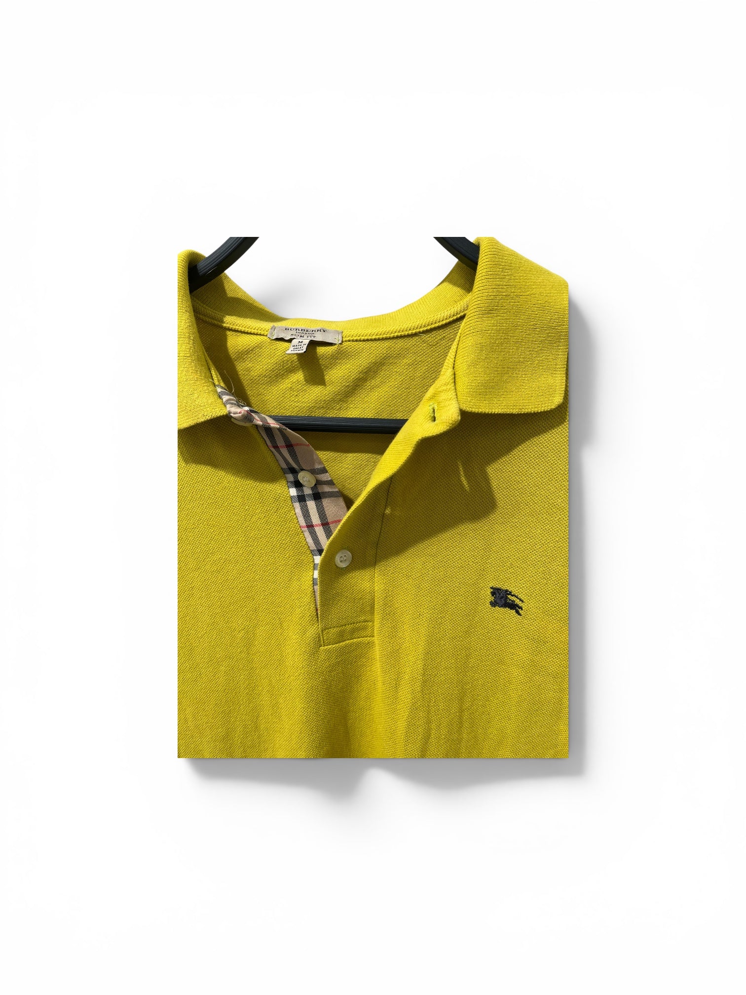 BURBERRY LONDON/Polo Shirt/M/Cotton/YEL/2 BUTTONS/YLLWISH GRN view 5